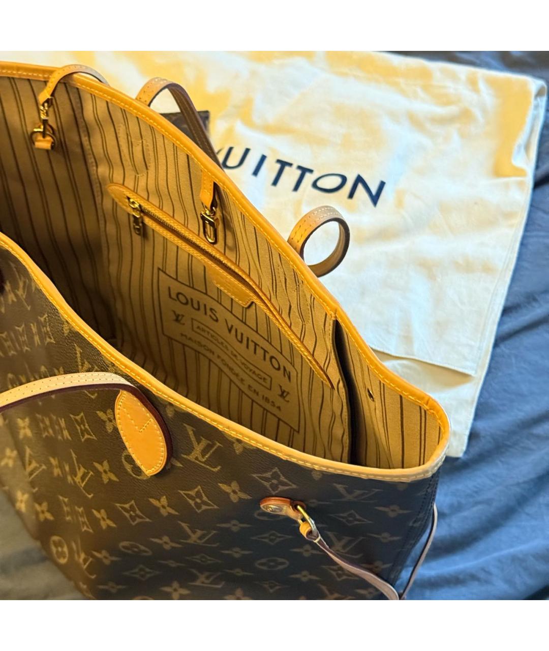 LOUIS VUITTON Коричневая кожаная сумка тоут, фото 6