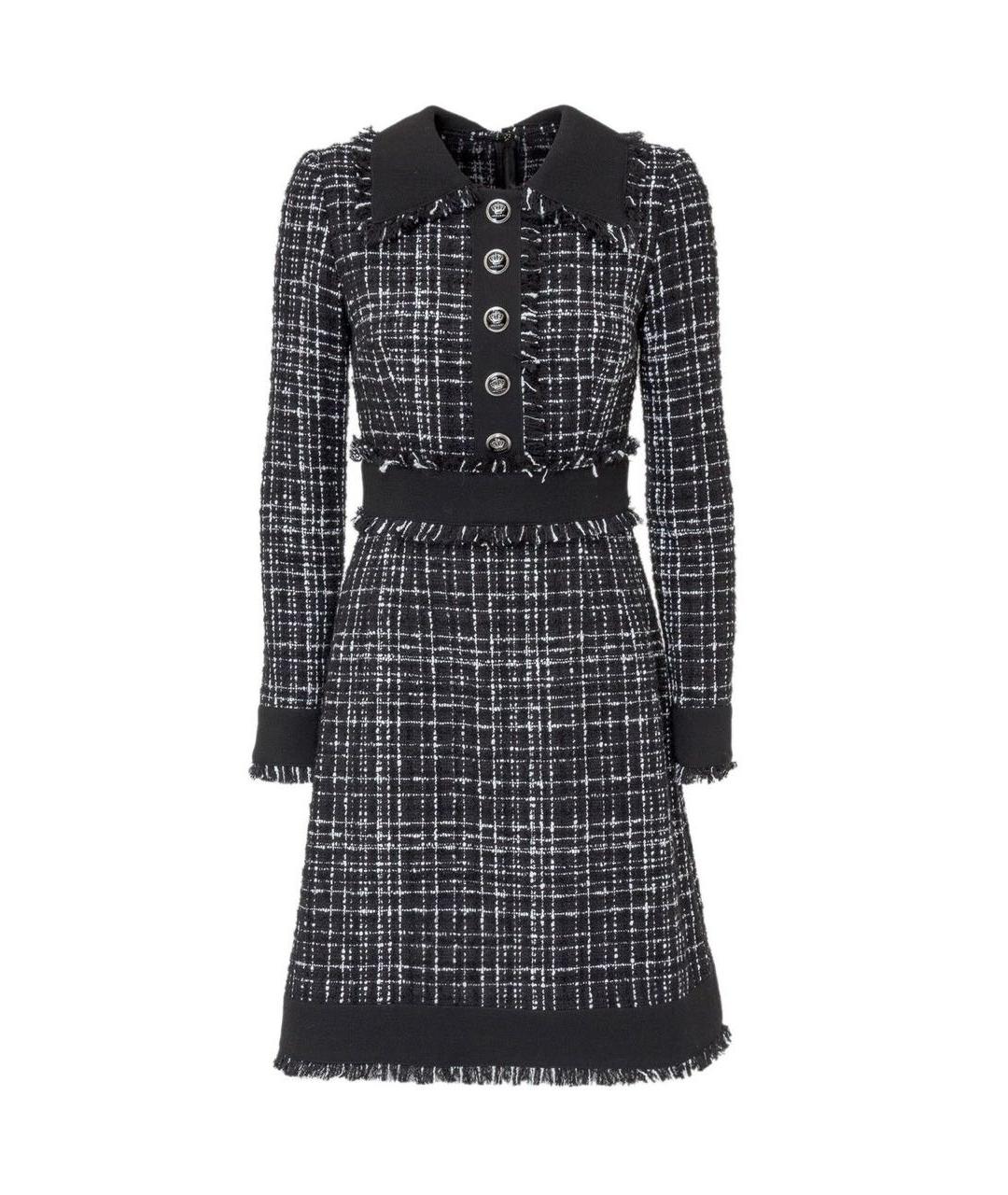 DOLCE&GABBANA Черное твидовое коктейльное платье, фото 1