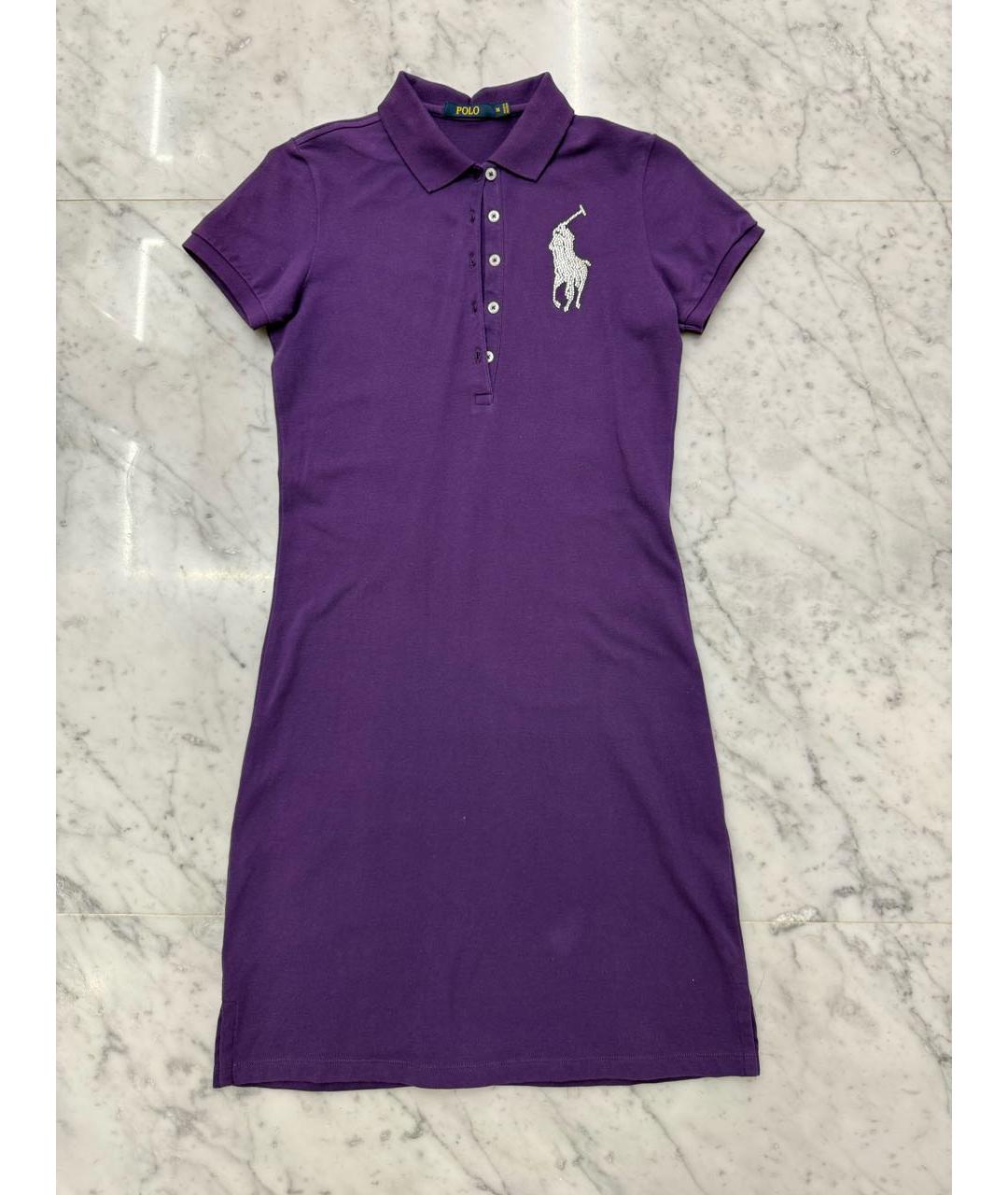 POLO RALPH LAUREN Фиолетовое хлопковое повседневное платье, фото 6