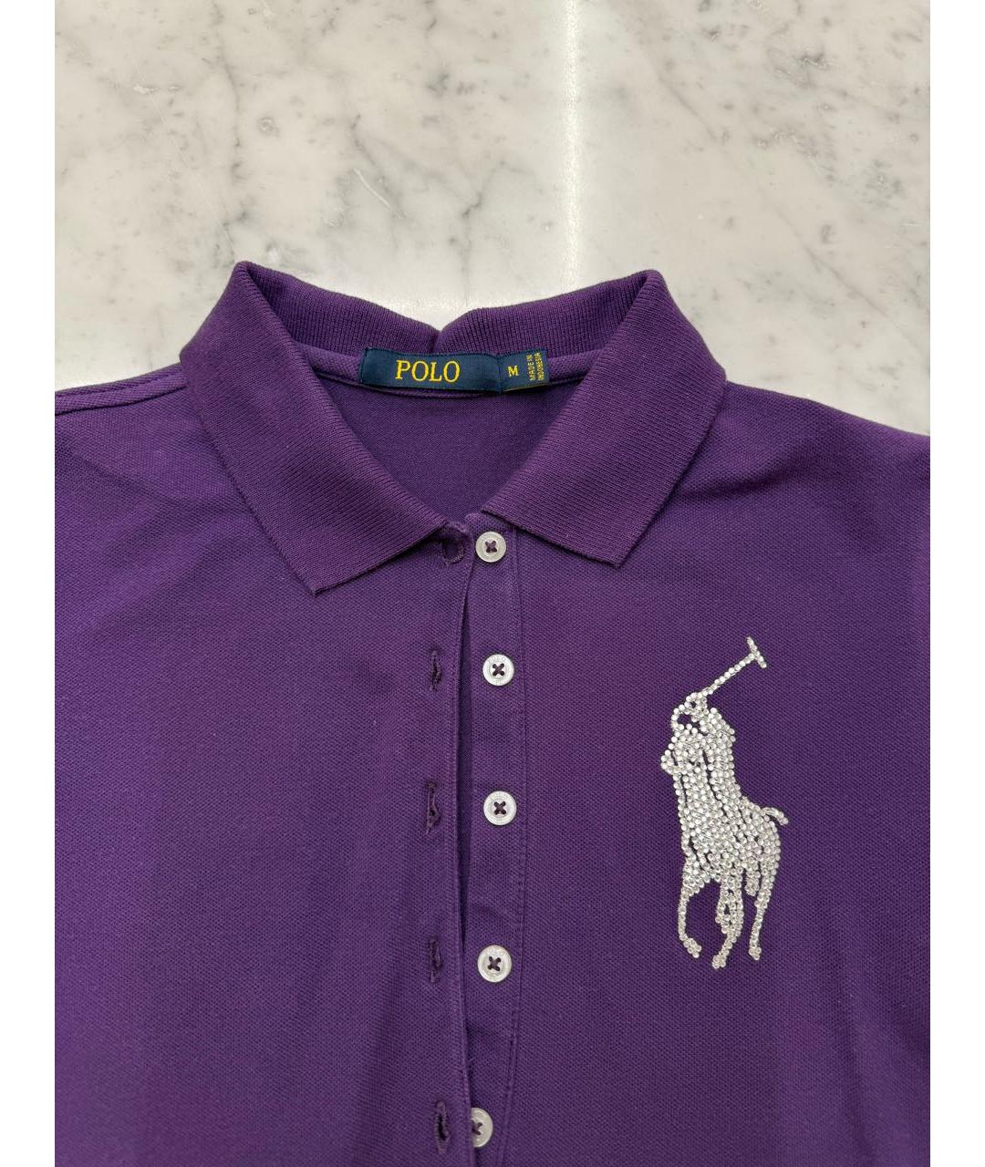 POLO RALPH LAUREN Фиолетовое хлопковое повседневное платье, фото 2