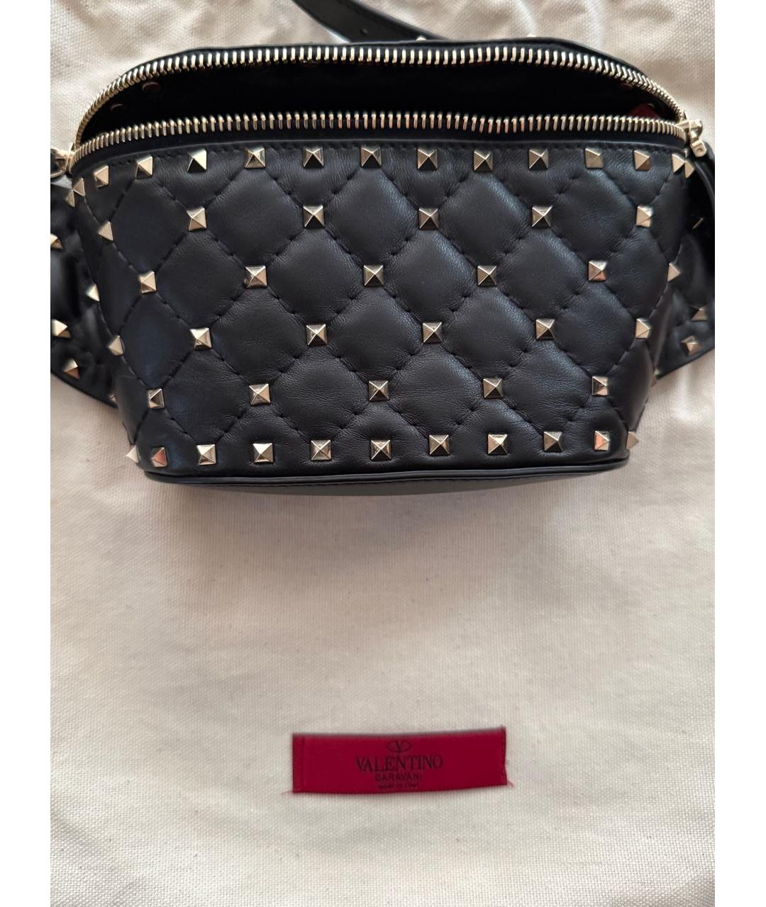 VALENTINO Черная кожаная поясная сумка, фото 5
