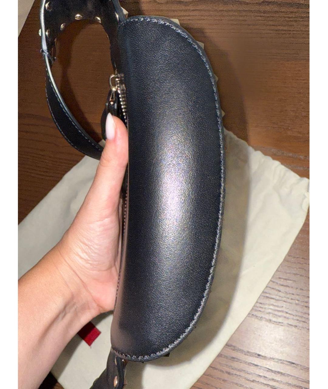 VALENTINO Черная кожаная поясная сумка, фото 4