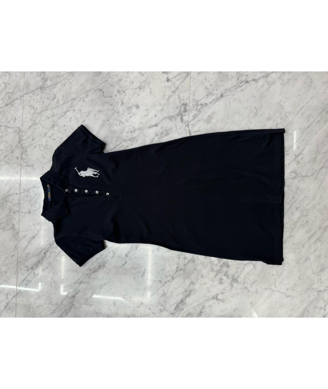 POLO RALPH LAUREN Черное хлопковое повседневное платье, фото 4