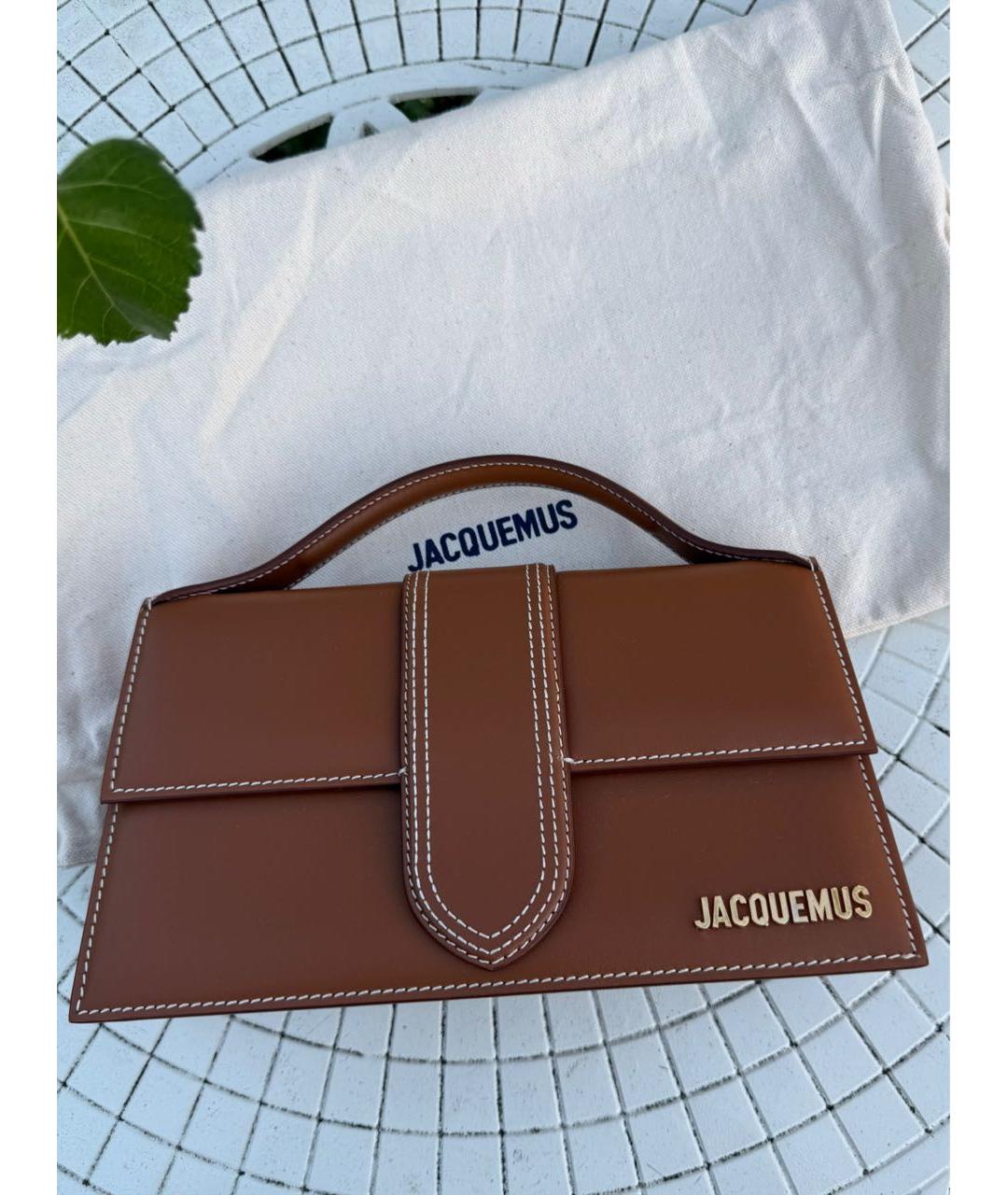 JACQUEMUS Оранжевая кожаная сумка с короткими ручками, фото 3