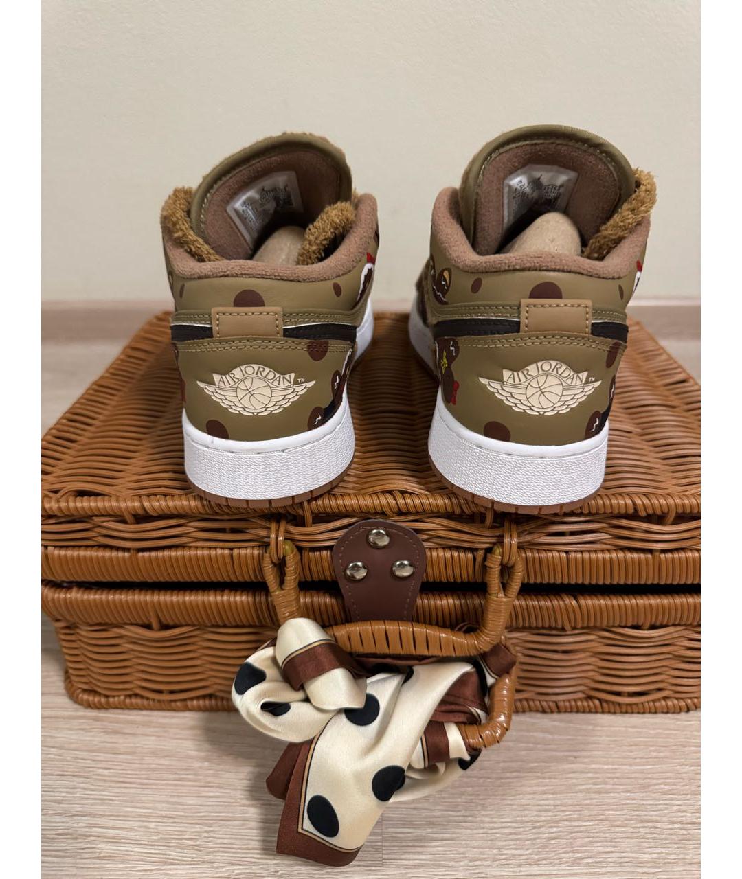 NIKE Коричневые кожаные кроссовки, фото 4