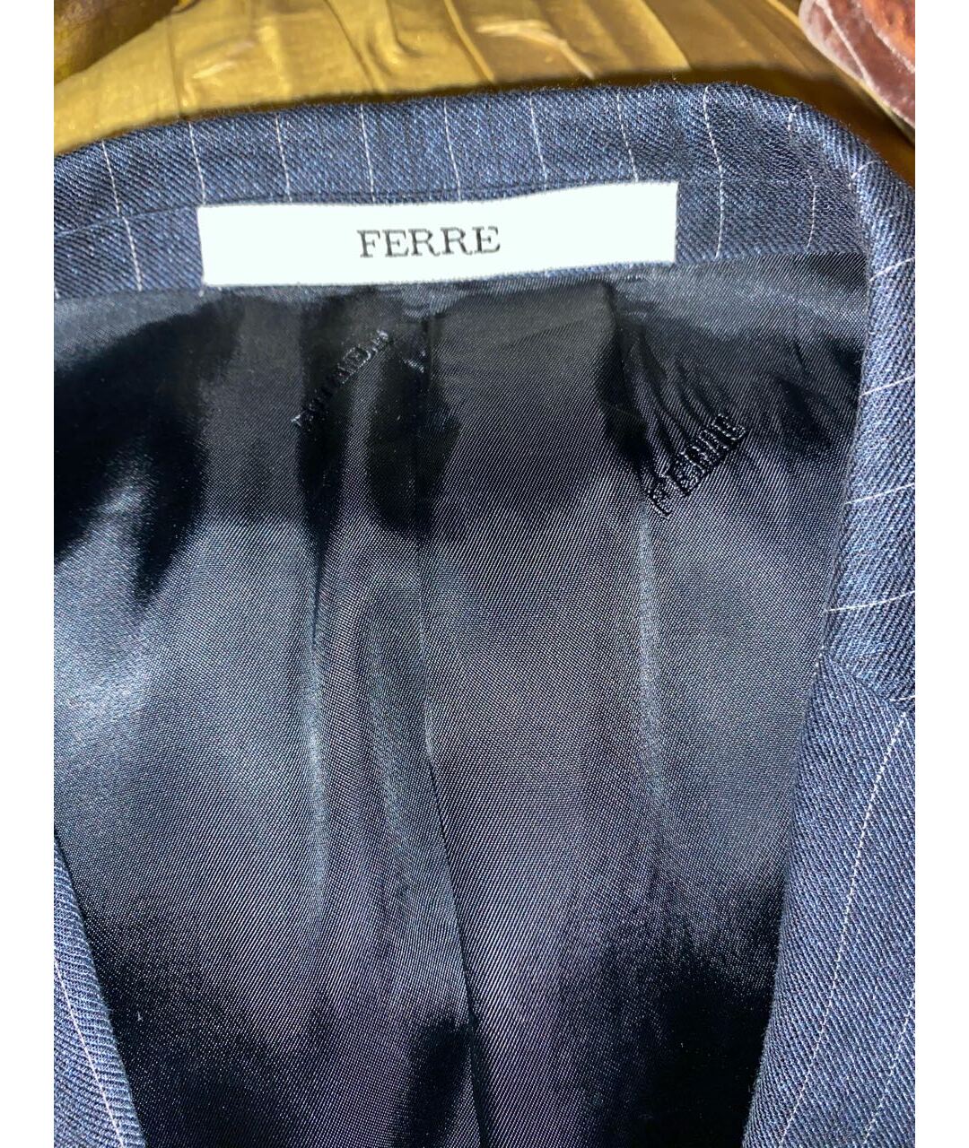 GIANFRANCO FERRE Темно-синий льняной пиджак, фото 3