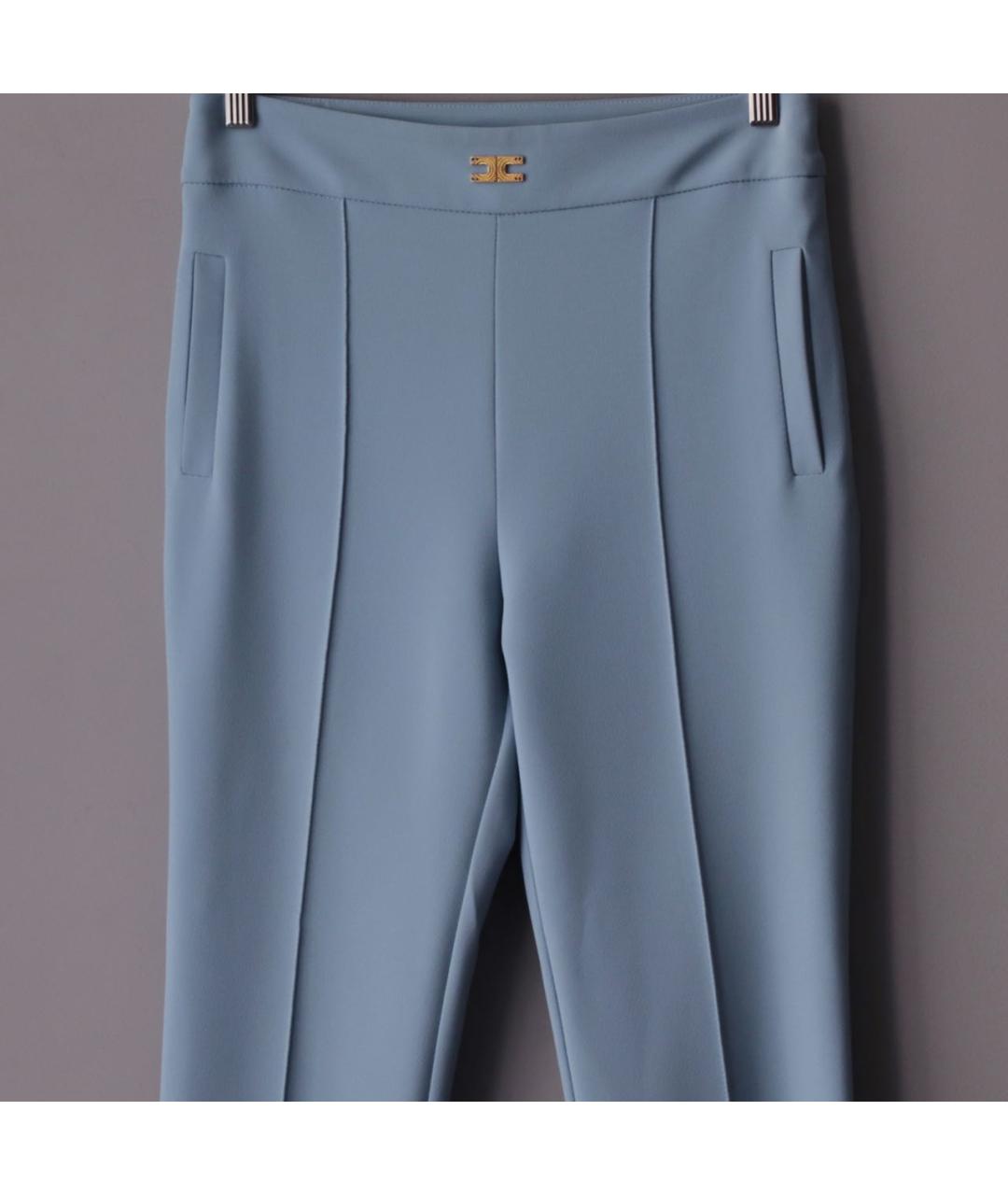 ELISABETTA FRANCHI Голубые полиэстеровые брюки узкие, фото 5