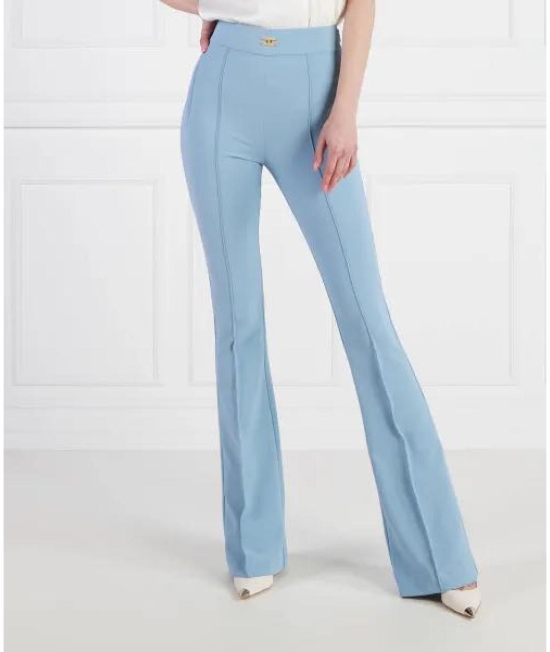 ELISABETTA FRANCHI Голубые полиэстеровые брюки узкие, фото 8