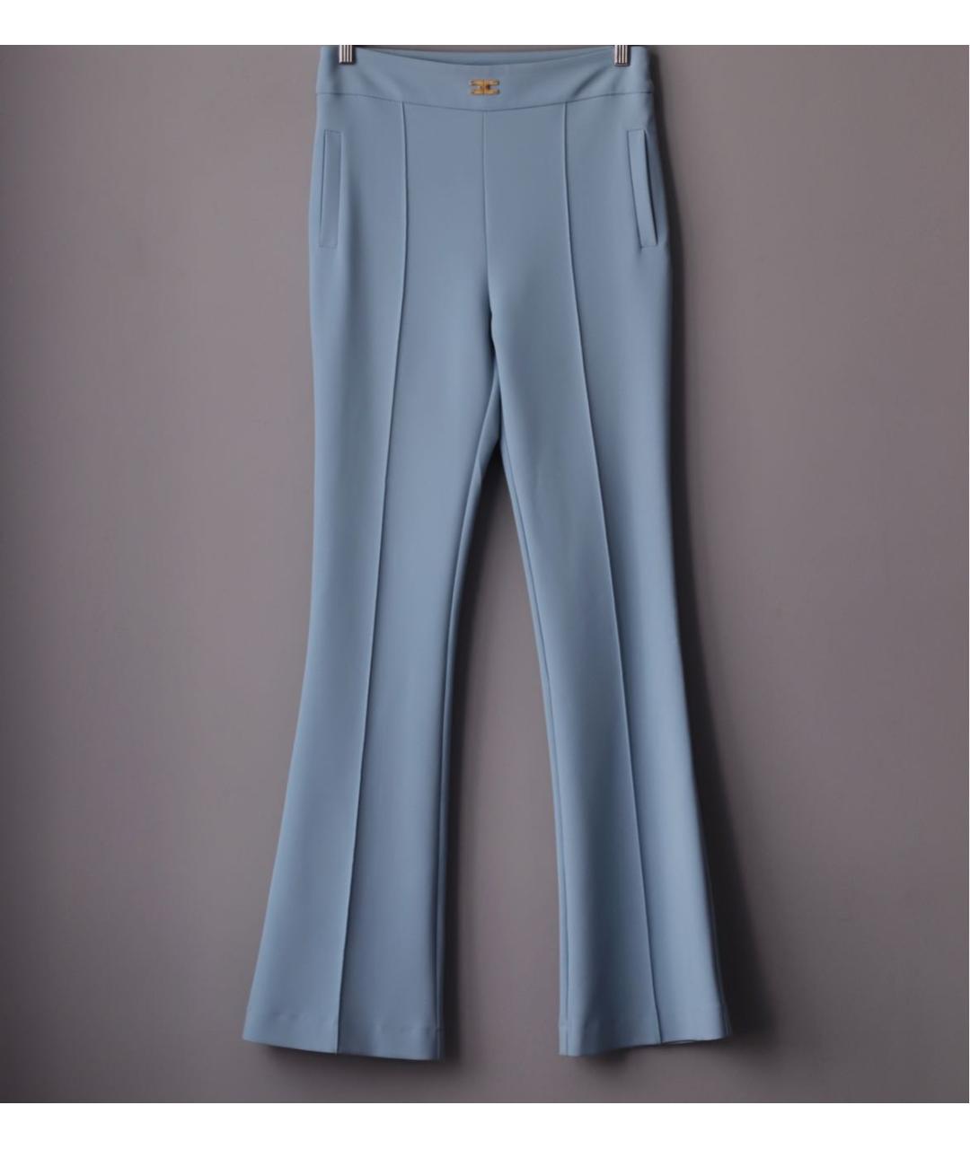 ELISABETTA FRANCHI Голубые полиэстеровые брюки узкие, фото 4