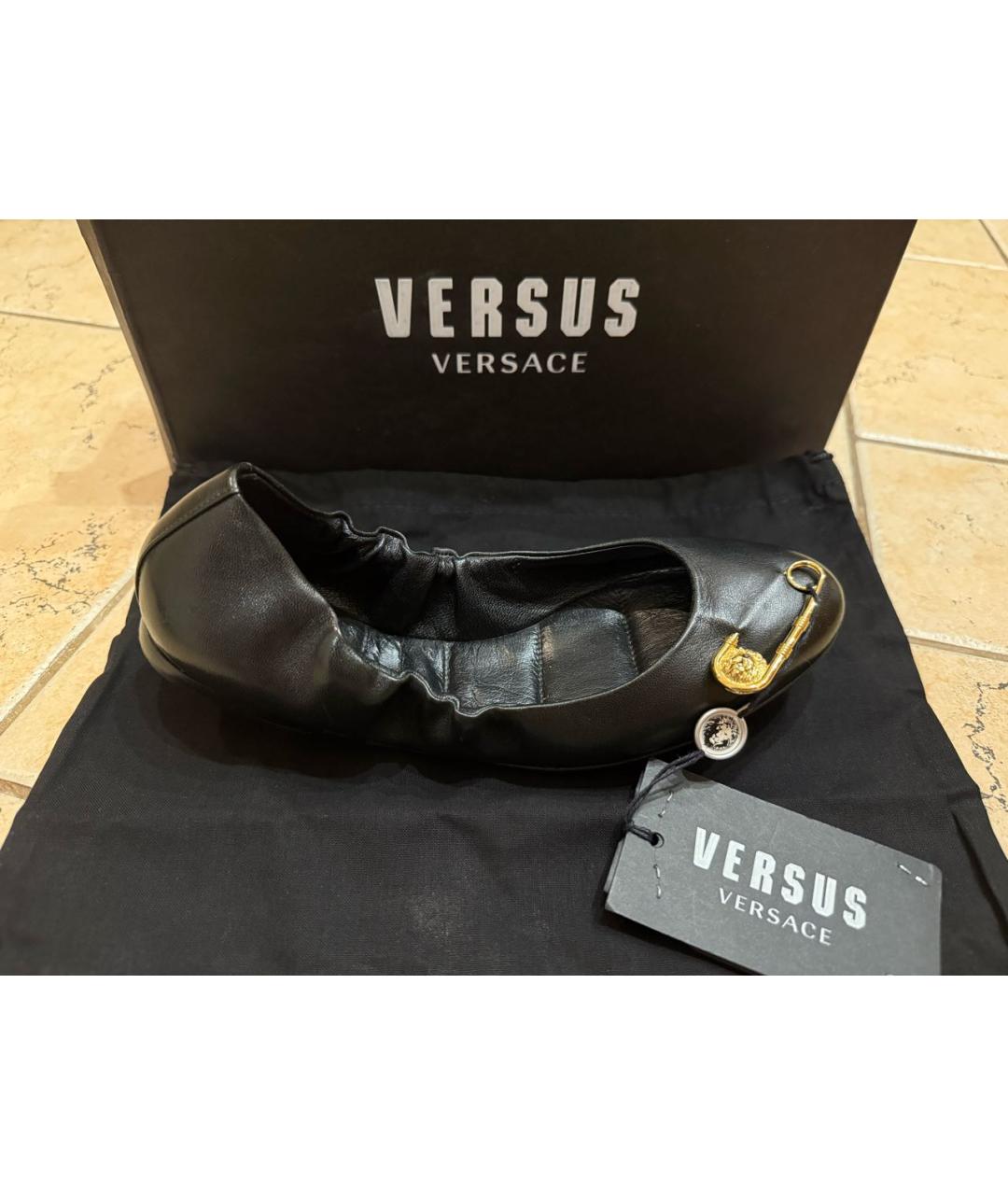 VERSUS VERSACE Черные кожаные балетки, фото 9
