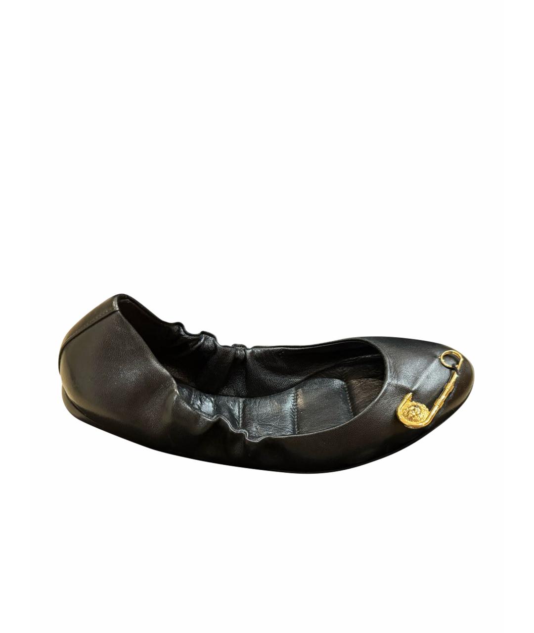 VERSUS VERSACE Черные кожаные балетки, фото 1