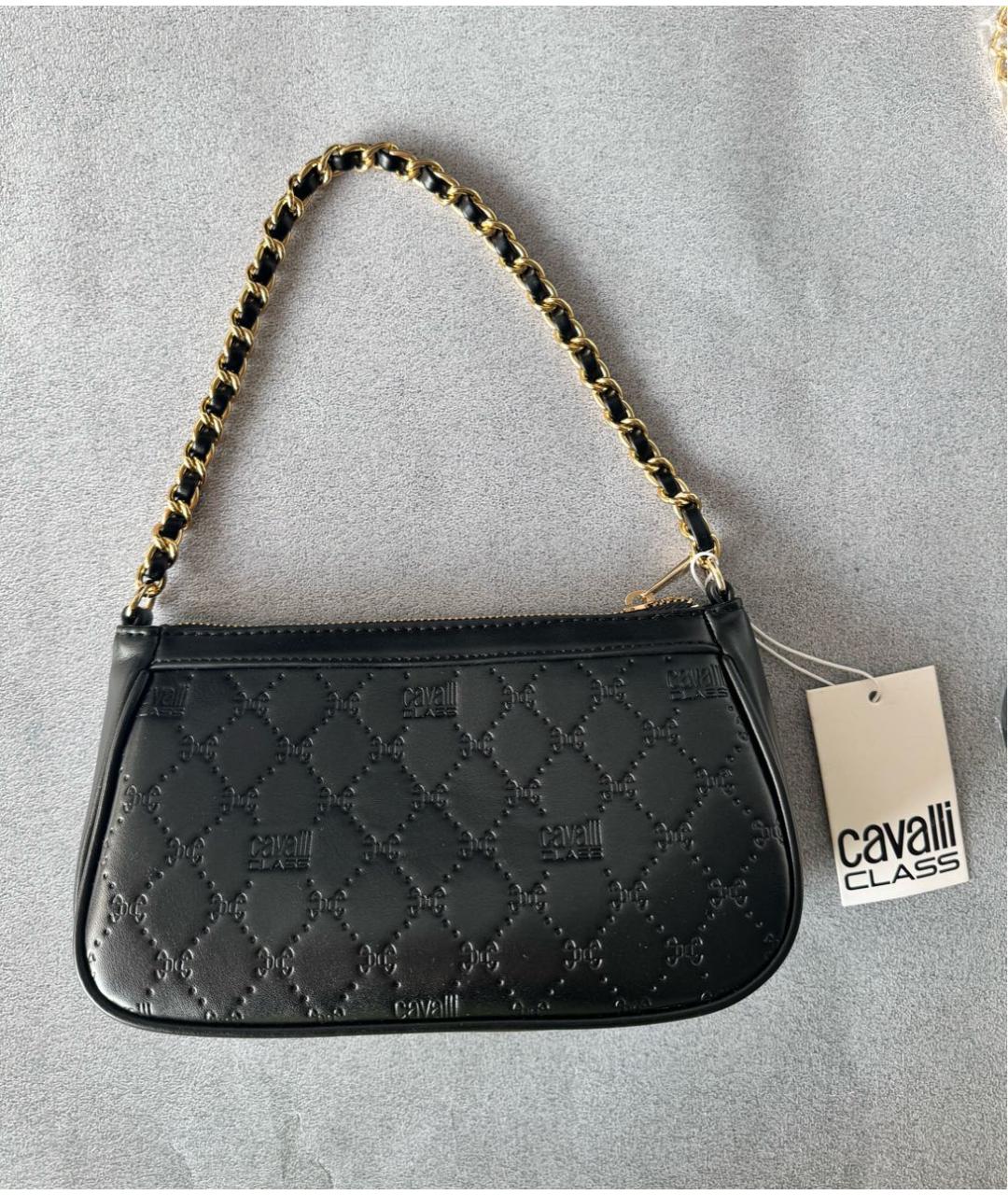 CAVALLI CLASS Черная сумка с короткими ручками из искусственной кожи, фото 3