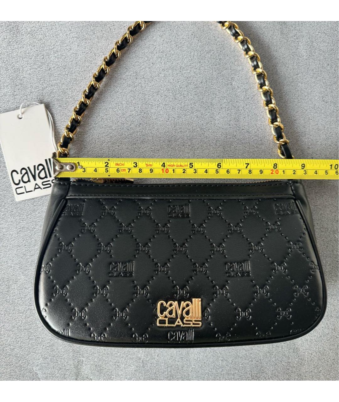 CAVALLI CLASS Черная сумка с короткими ручками из искусственной кожи, фото 8