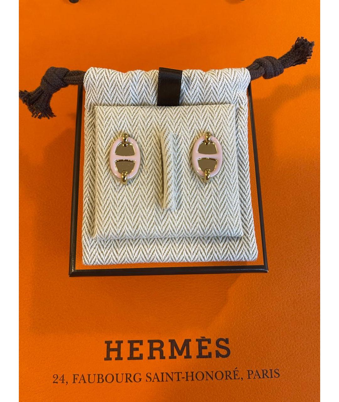 HERMES Розовые металлические серьги, фото 2