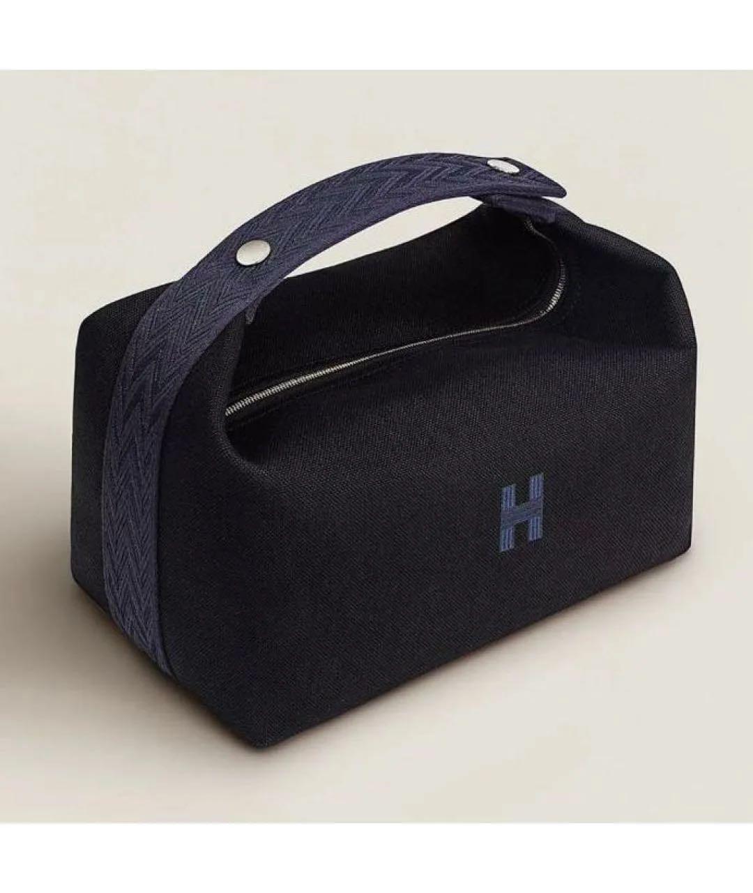 HERMES Черная тканевая косметичка, фото 6