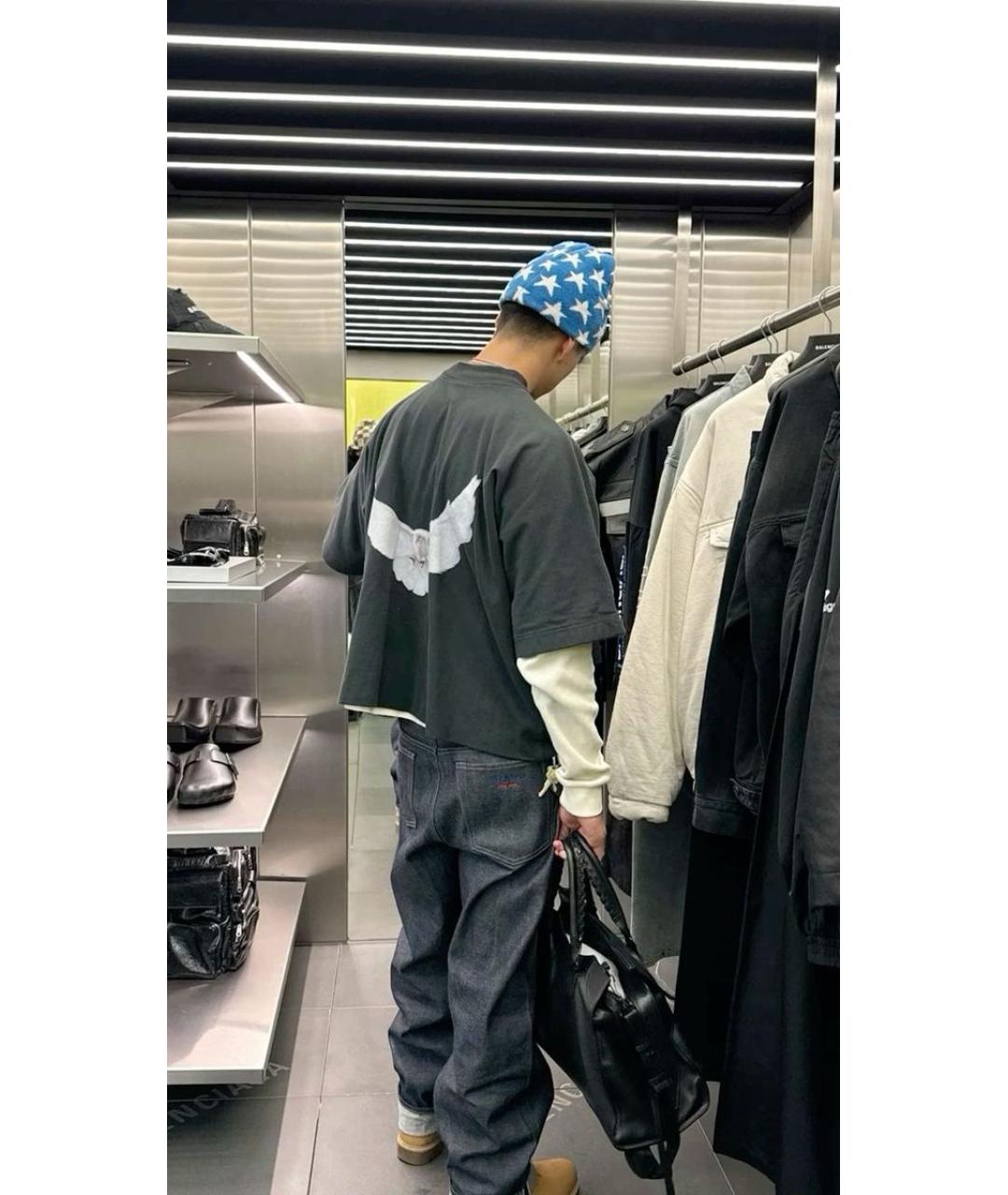 YEEZY Синяя хлопковая футболка, фото 6