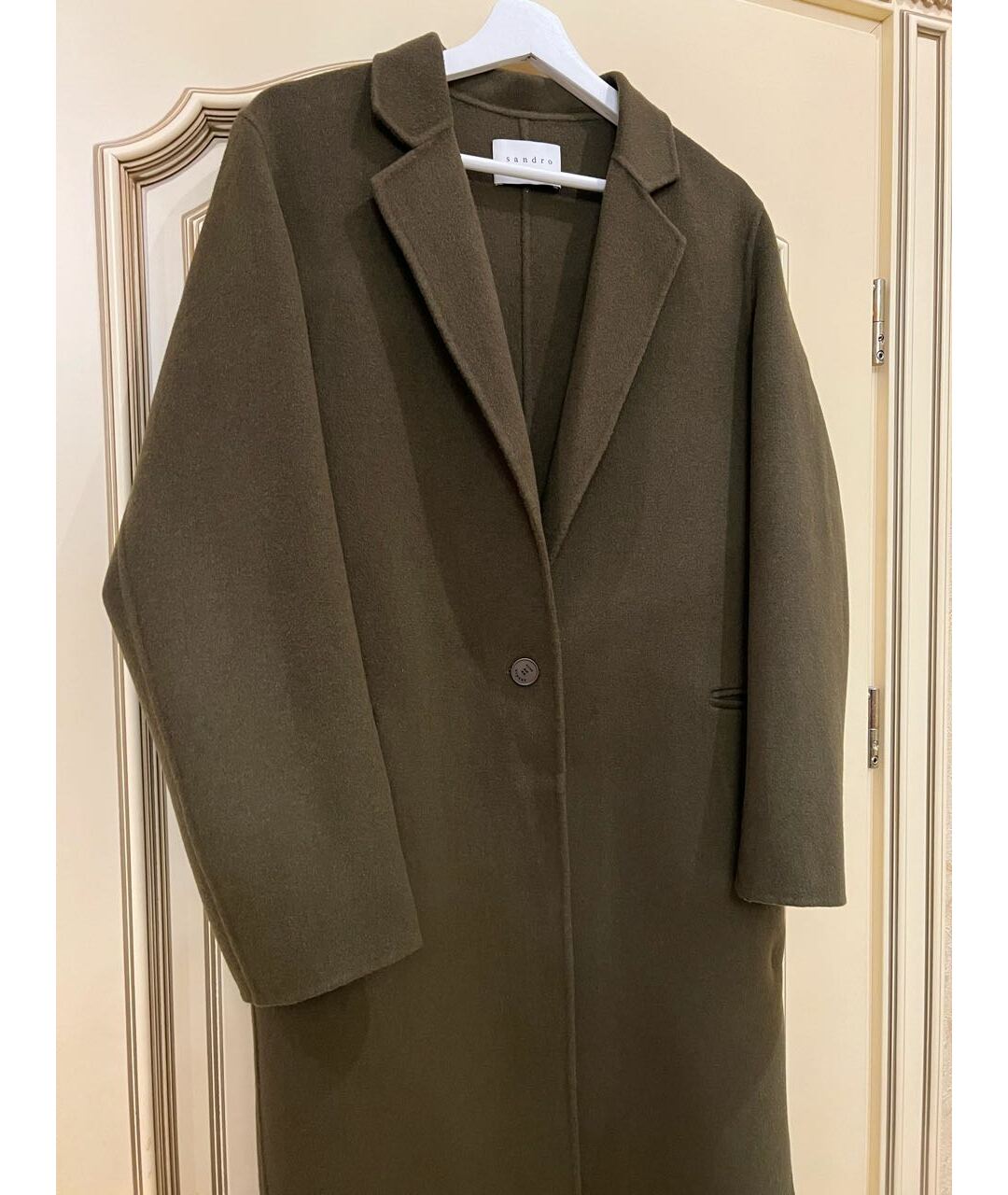 SANDRO Хаки шерстяное пальто, фото 2