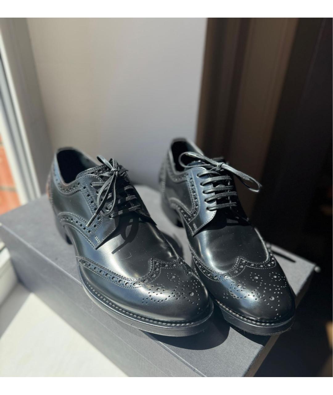 DOLCE&GABBANA Черные кожаные туфли, фото 2
