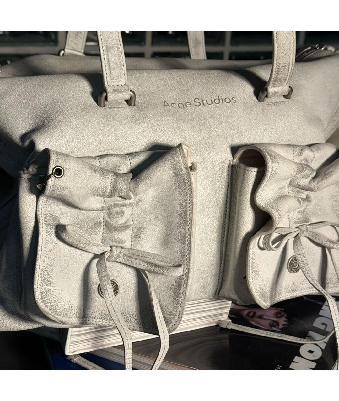 ACNE STUDIOS Белая кожаная сумка тоут, фото 2