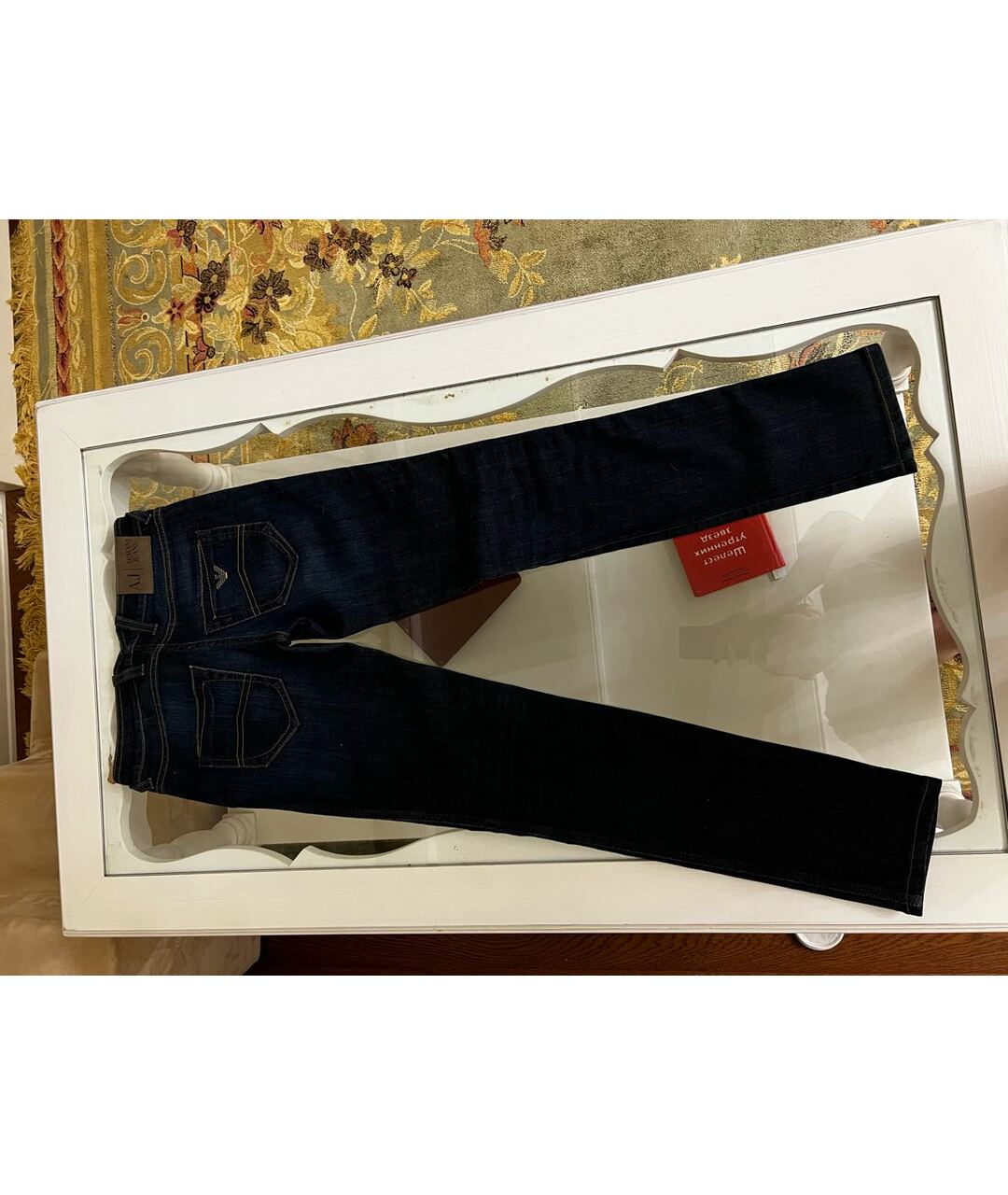 ARMANI JEANS Темно-синие хлопко-эластановые джинсы слим, фото 2