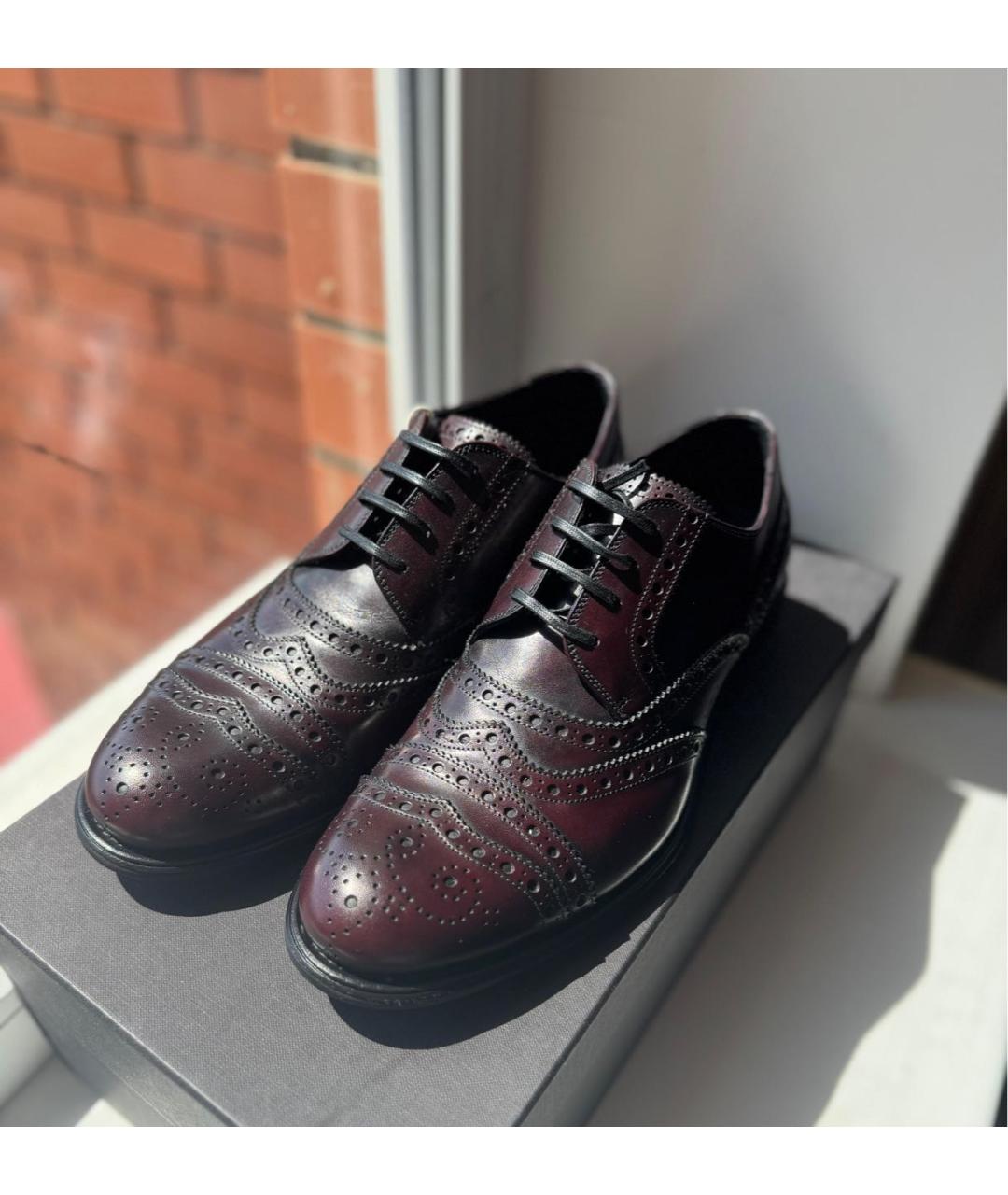 DOLCE&GABBANA Бордовые кожаные туфли, фото 2