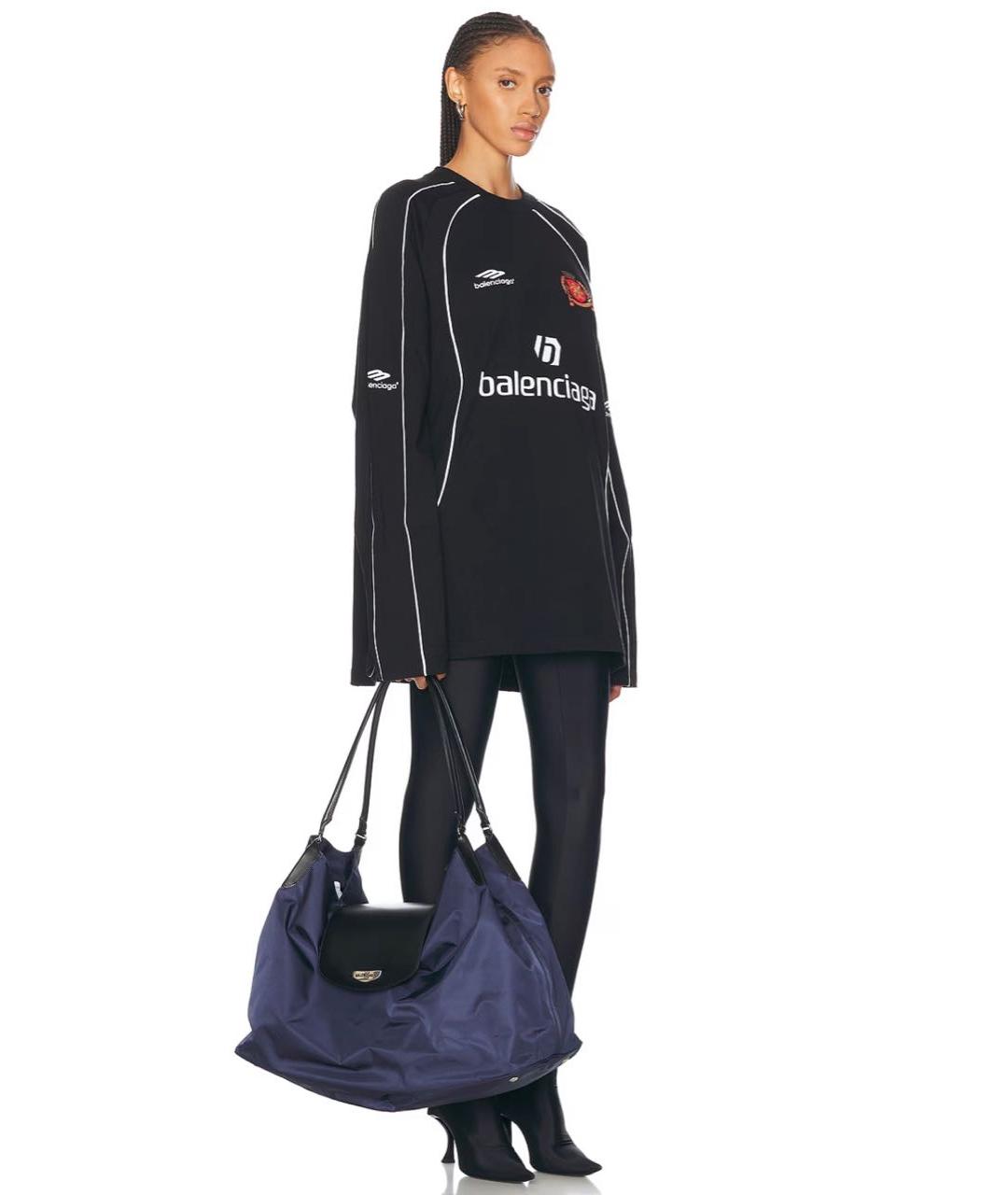 BALENCIAGA Темно-синяя тканевая дорожная/спортивная сумка, фото 5