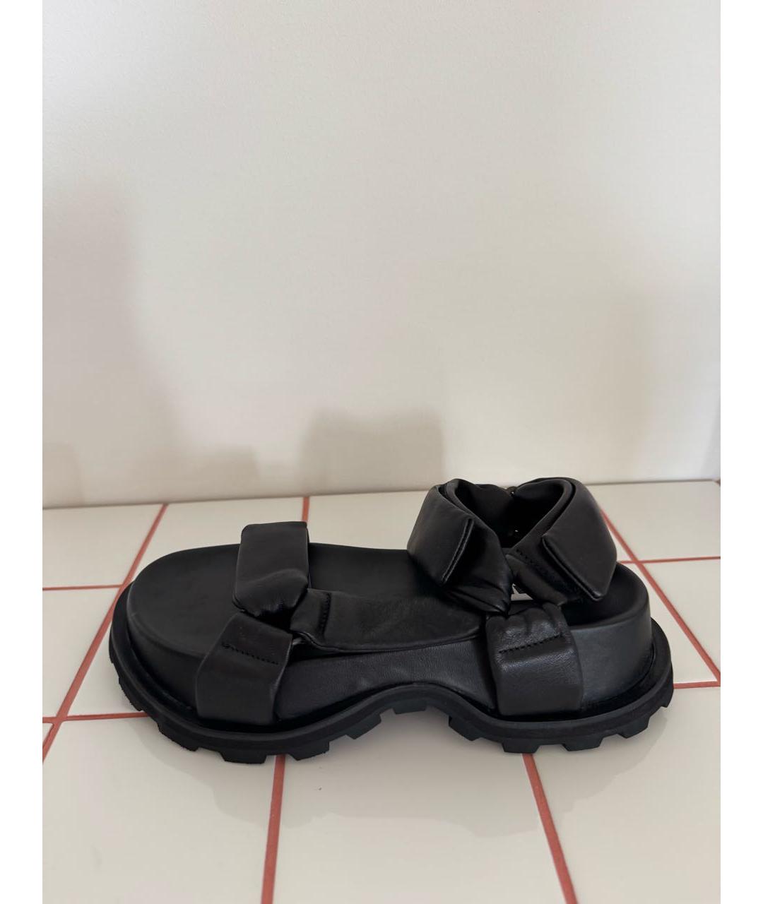 JIL SANDER Черные кожаные сандалии, фото 2