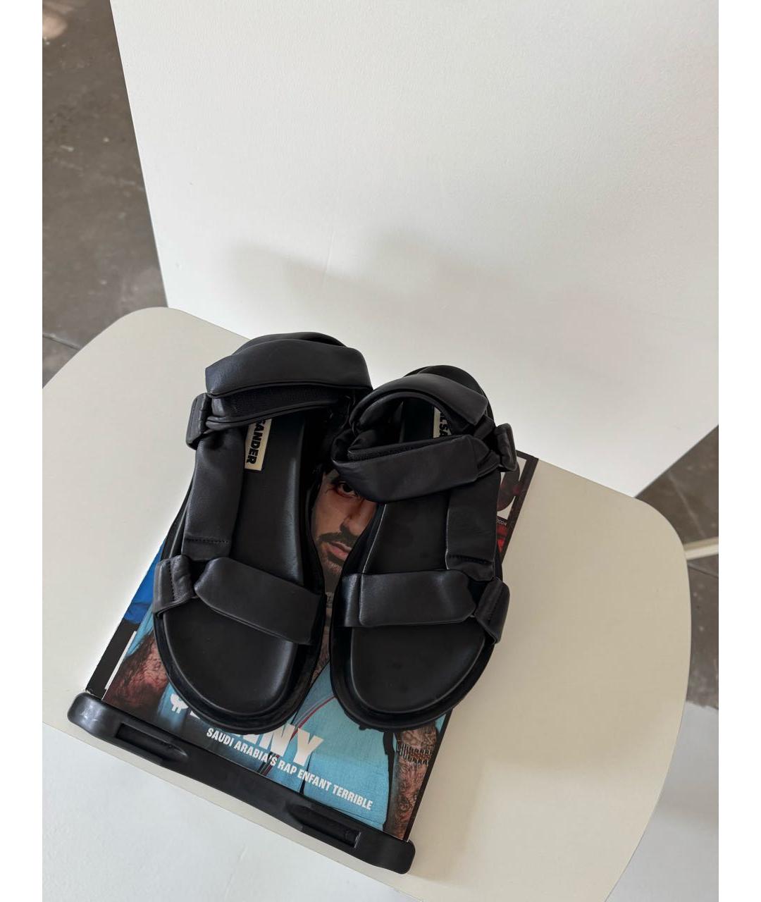 JIL SANDER Черные кожаные сандалии, фото 6
