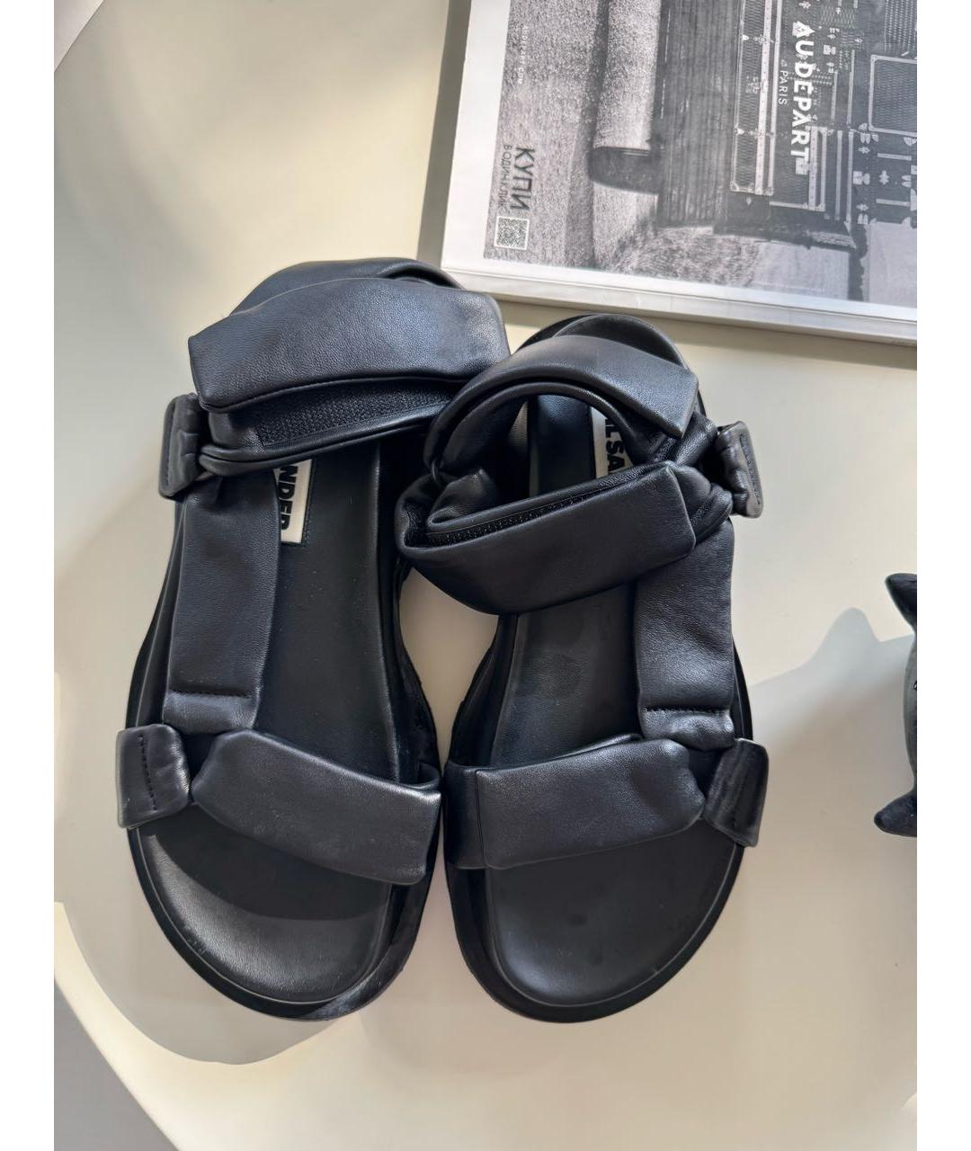 JIL SANDER Черные кожаные сандалии, фото 5