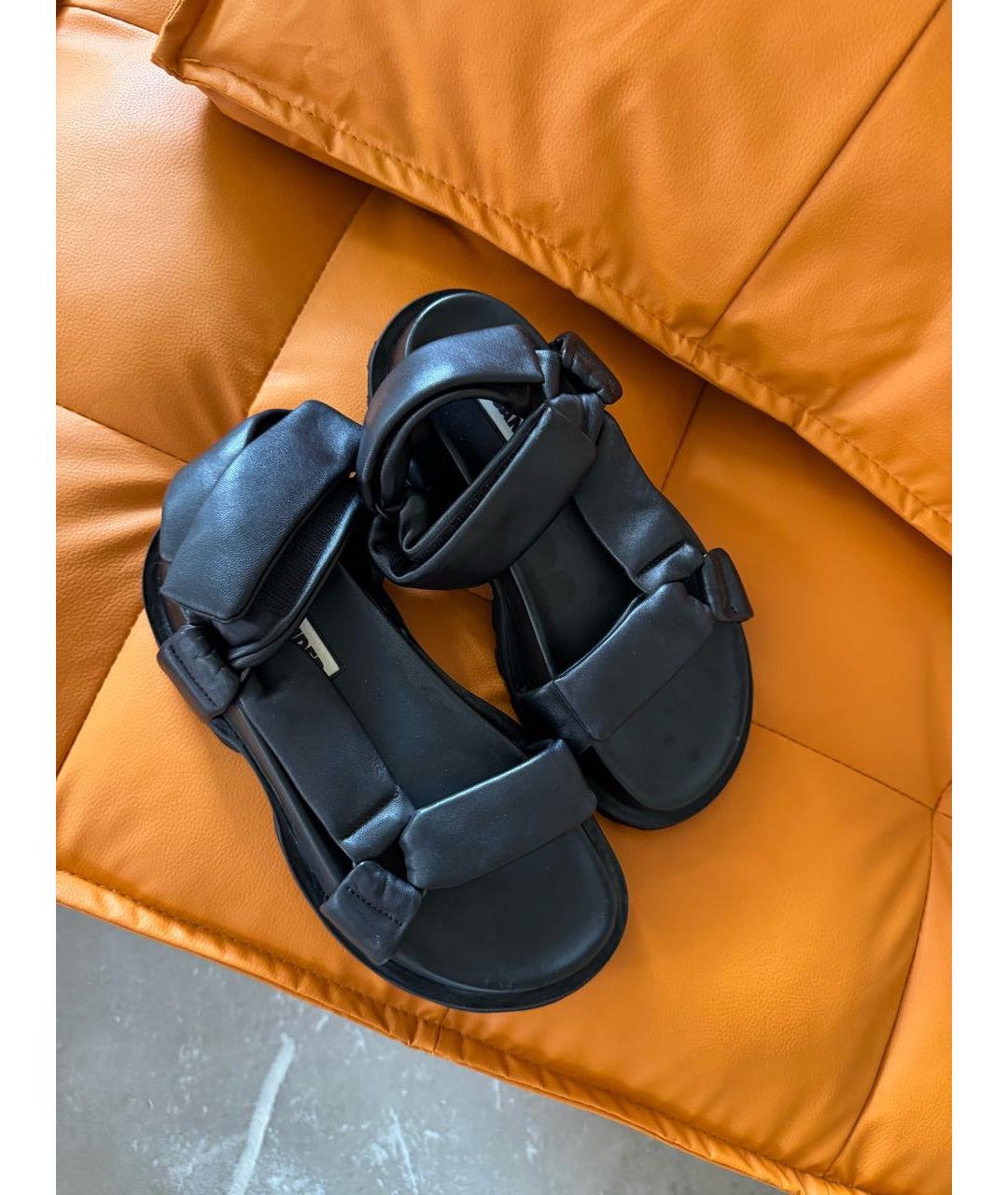 JIL SANDER Черные кожаные сандалии, фото 7