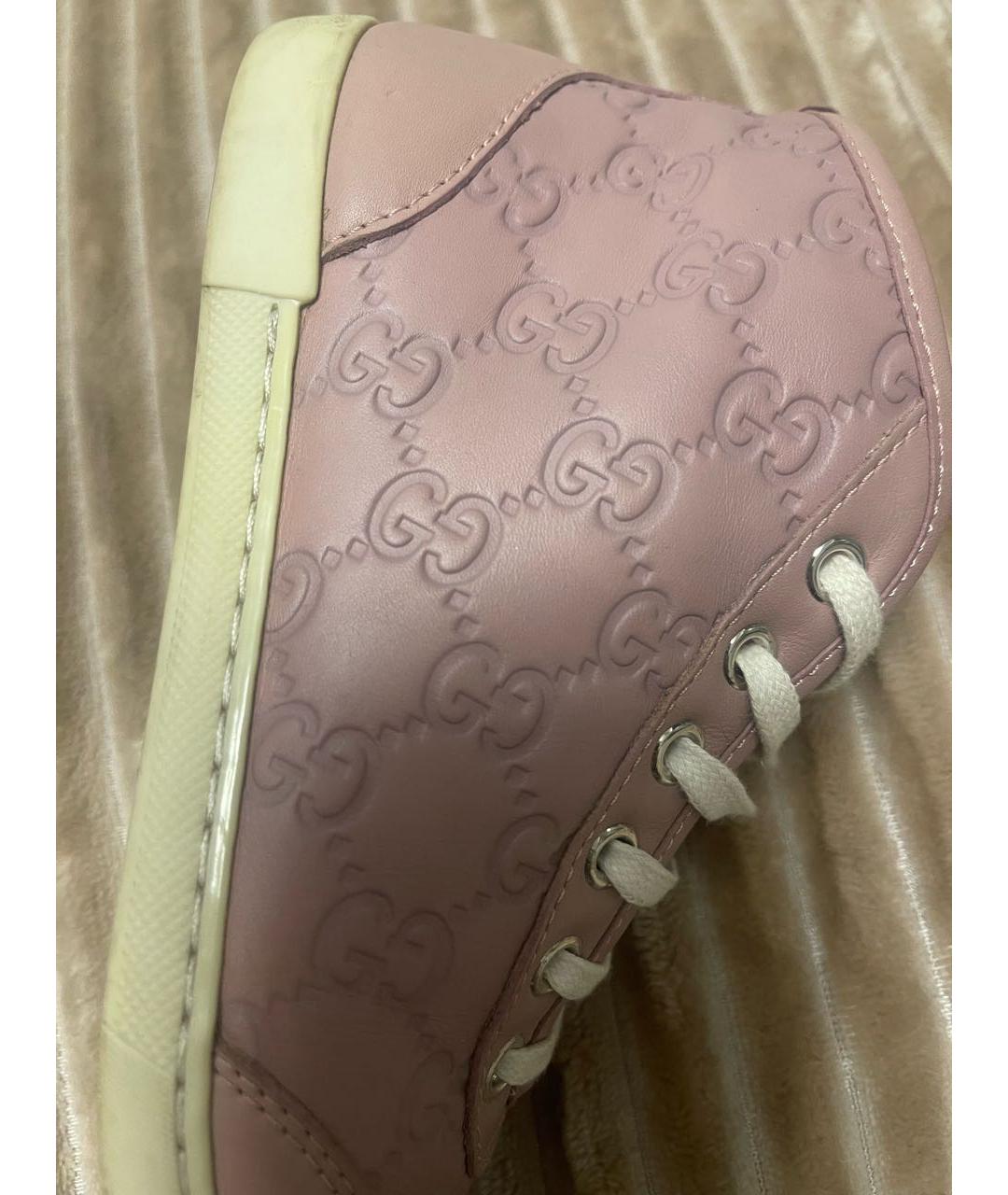 GUCCI Розовые кожаные кеды, фото 5