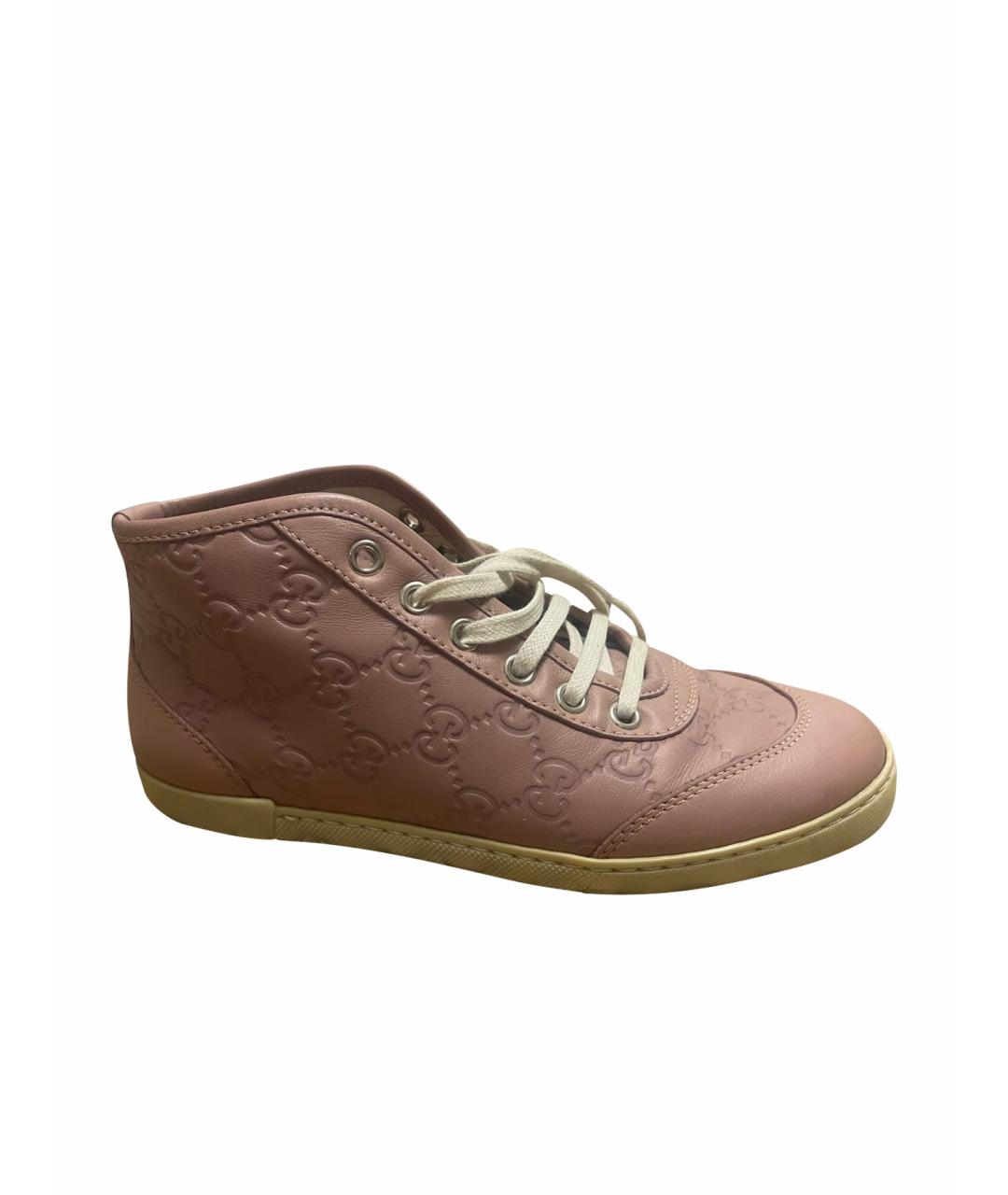 GUCCI Розовые кожаные кеды, фото 1