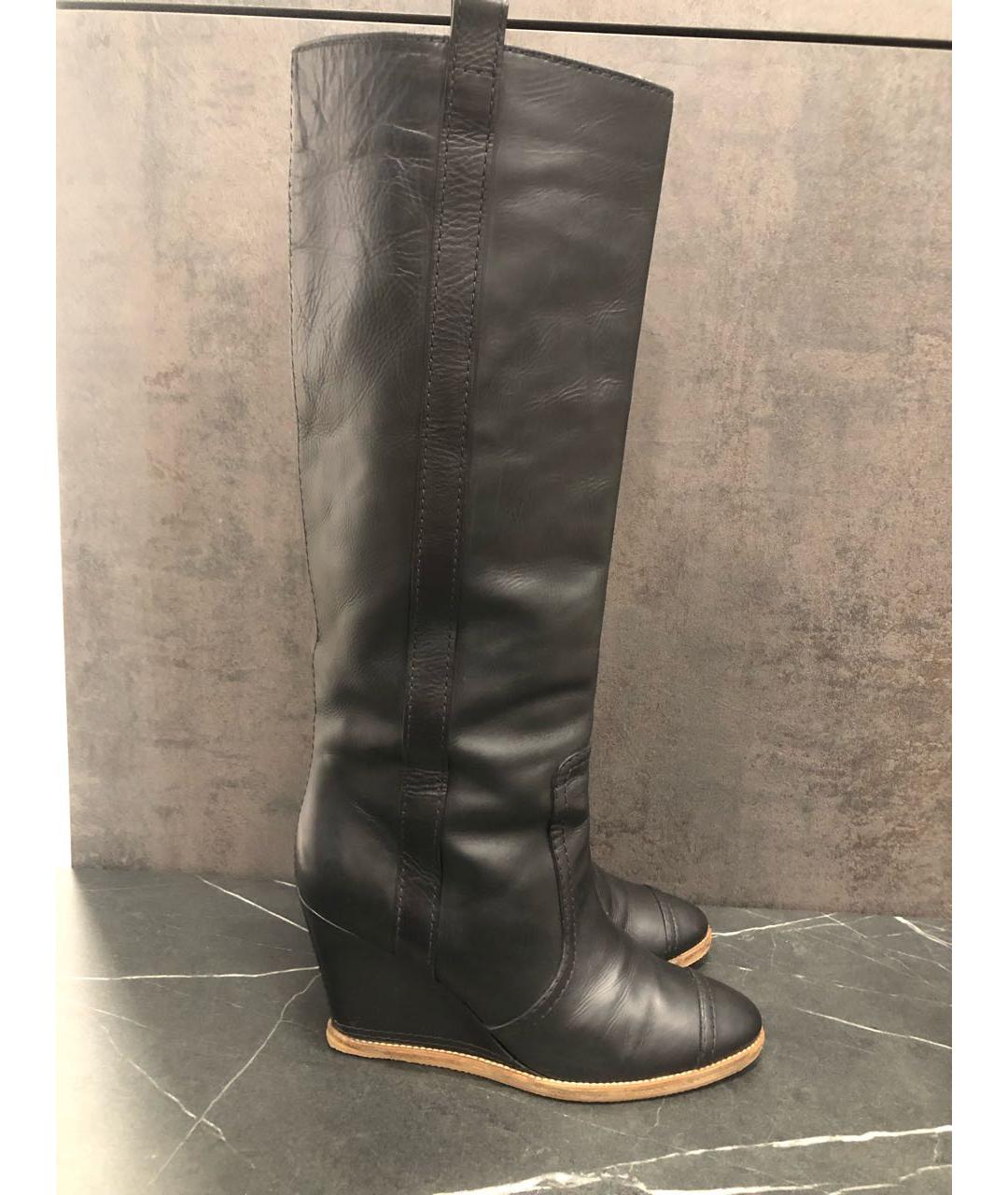 CHANEL Черные кожаные сапоги, фото 8