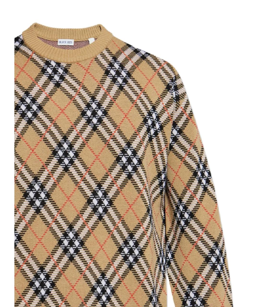 BURBERRY Бежевый шерстяной джемпер / свитер, фото 2