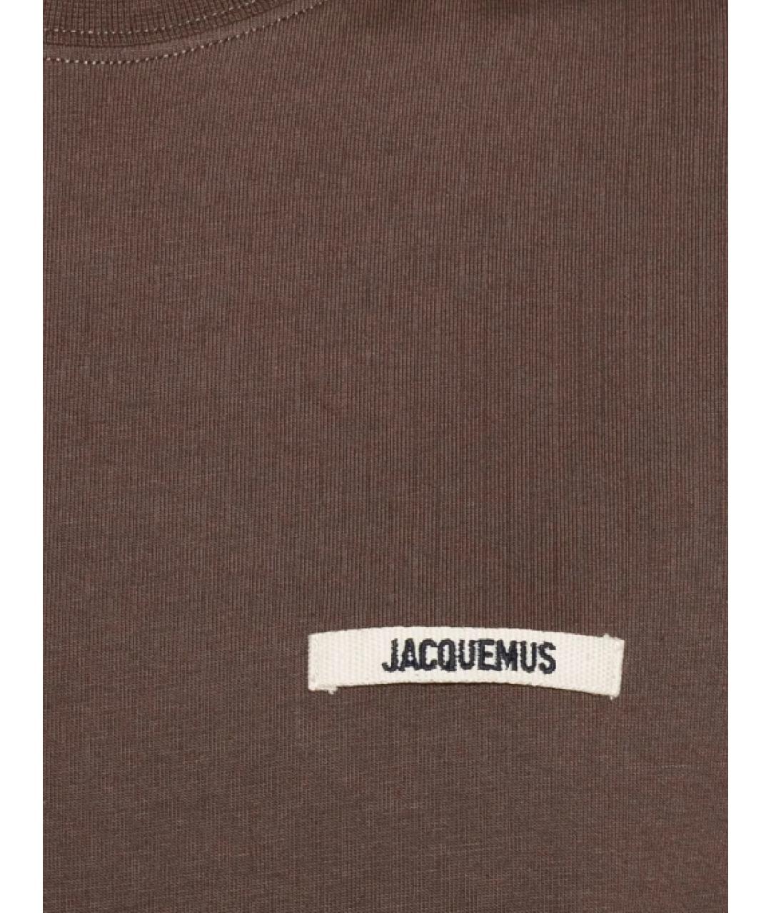 JACQUEMUS Коричневая хлопковая футболка, фото 2