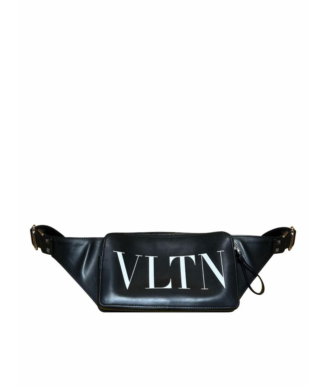 VALENTINO Черная кожаная поясная сумка, фото 1