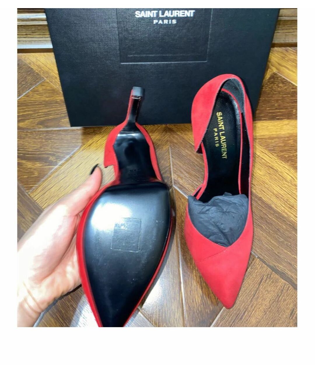 YVES SAINT LAURENT VINTAGE Красные замшевые туфли, фото 5