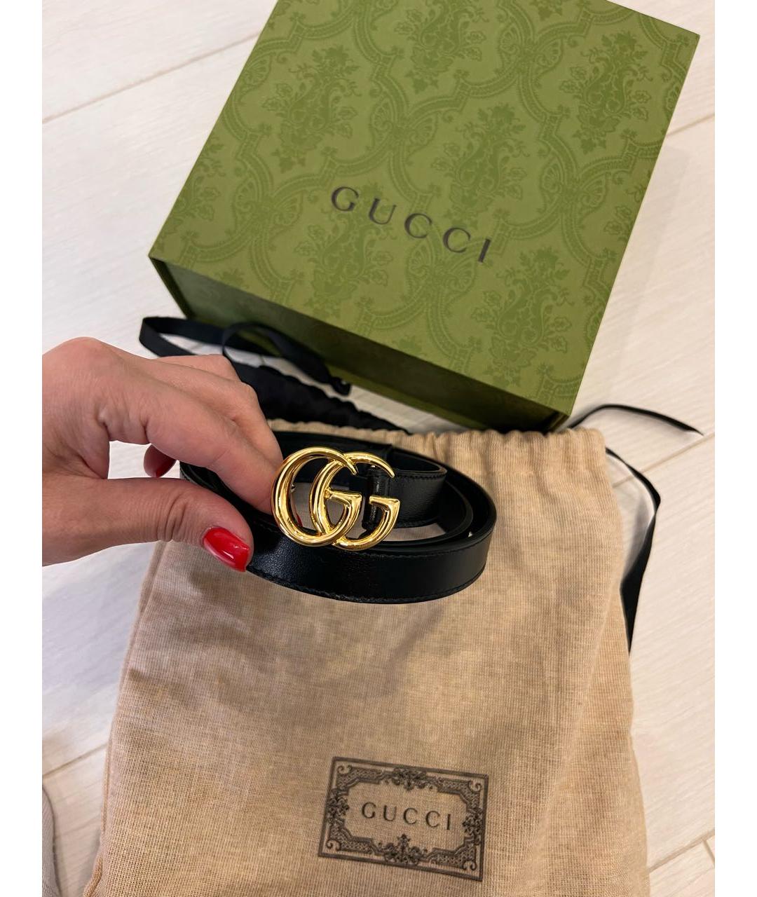 GUCCI Черный кожаный ремень, фото 2