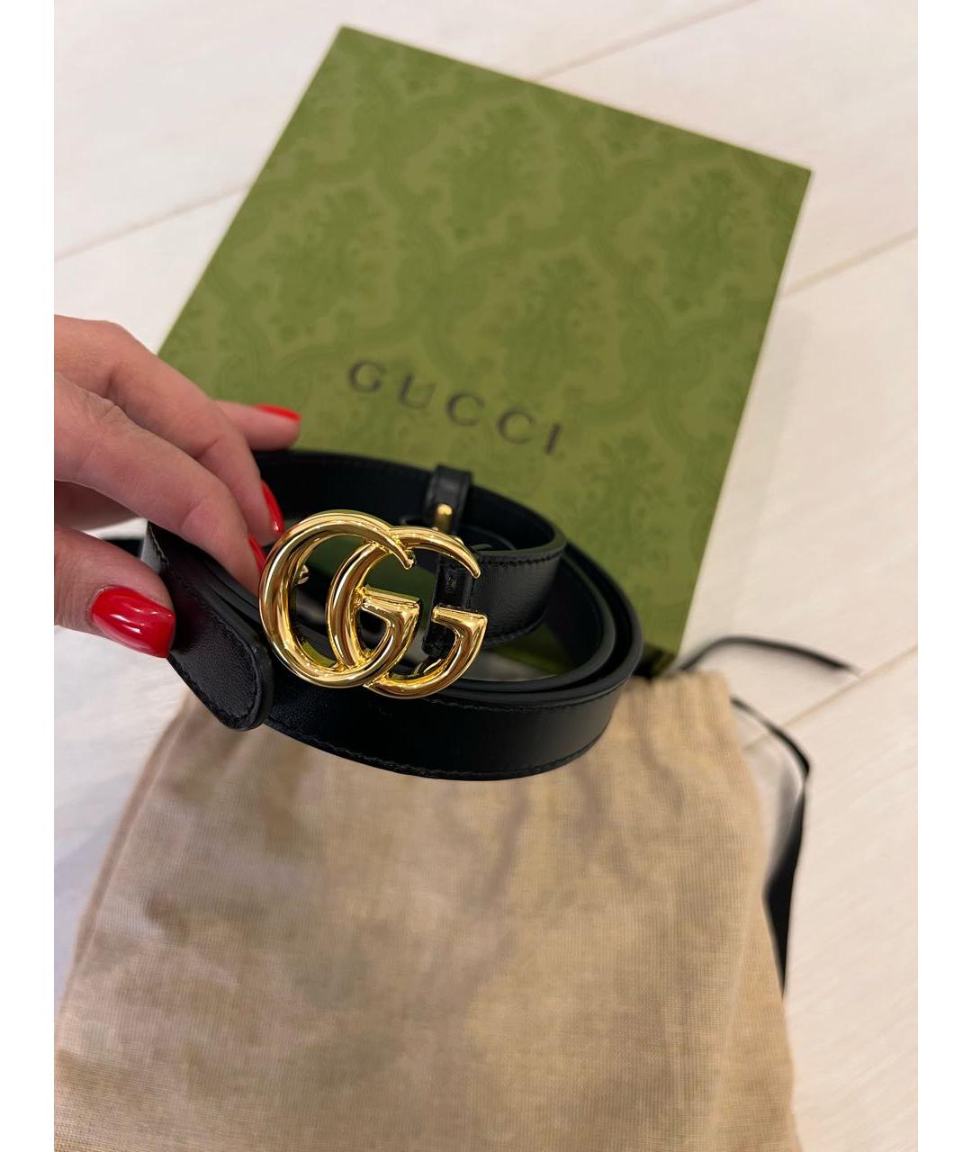 GUCCI Черный кожаный ремень, фото 3