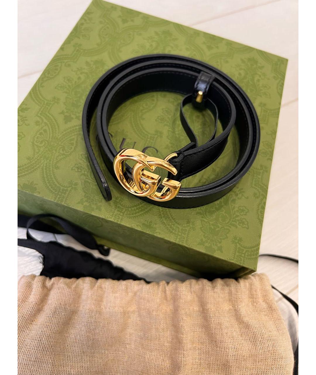 GUCCI Черный кожаный ремень, фото 5