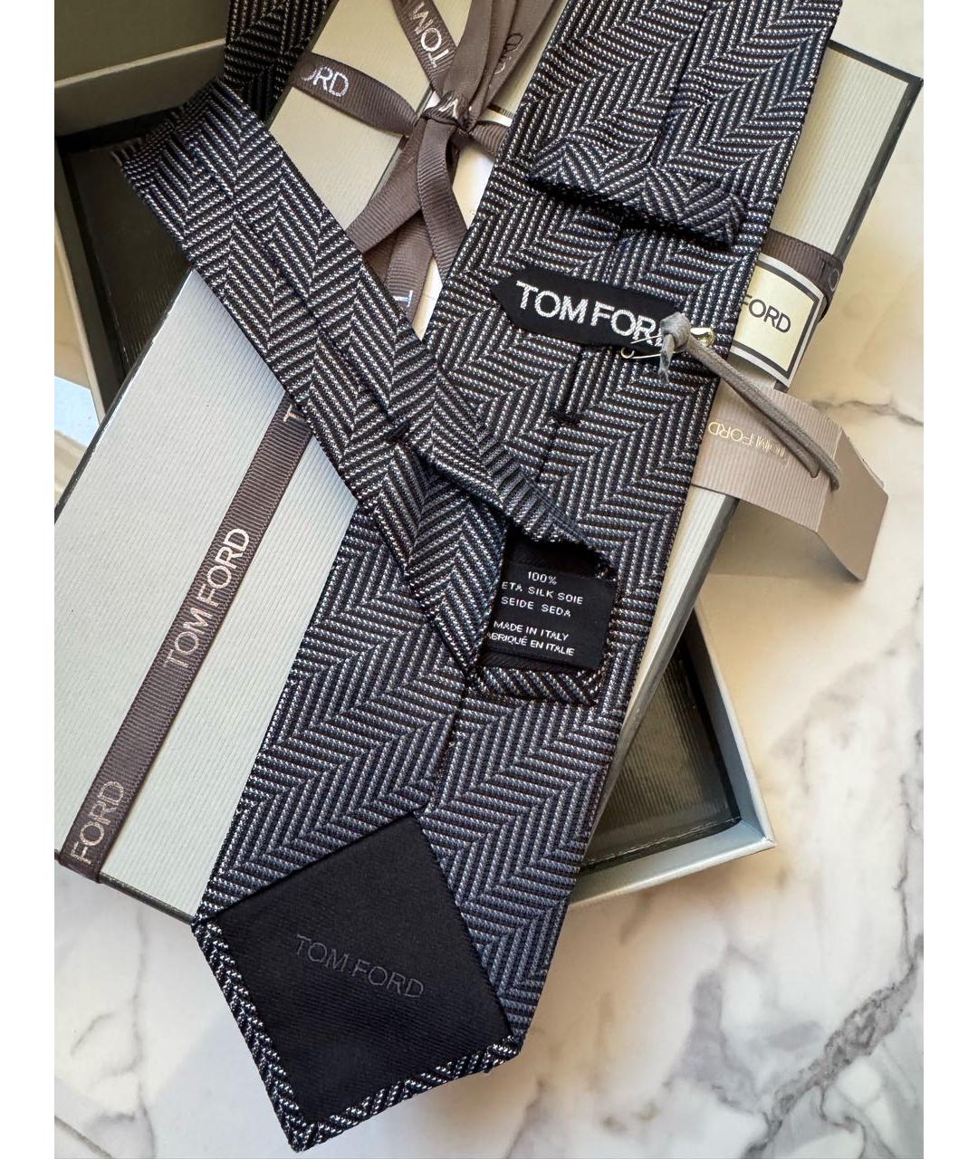 TOM FORD Серый шелковый галстук, фото 5