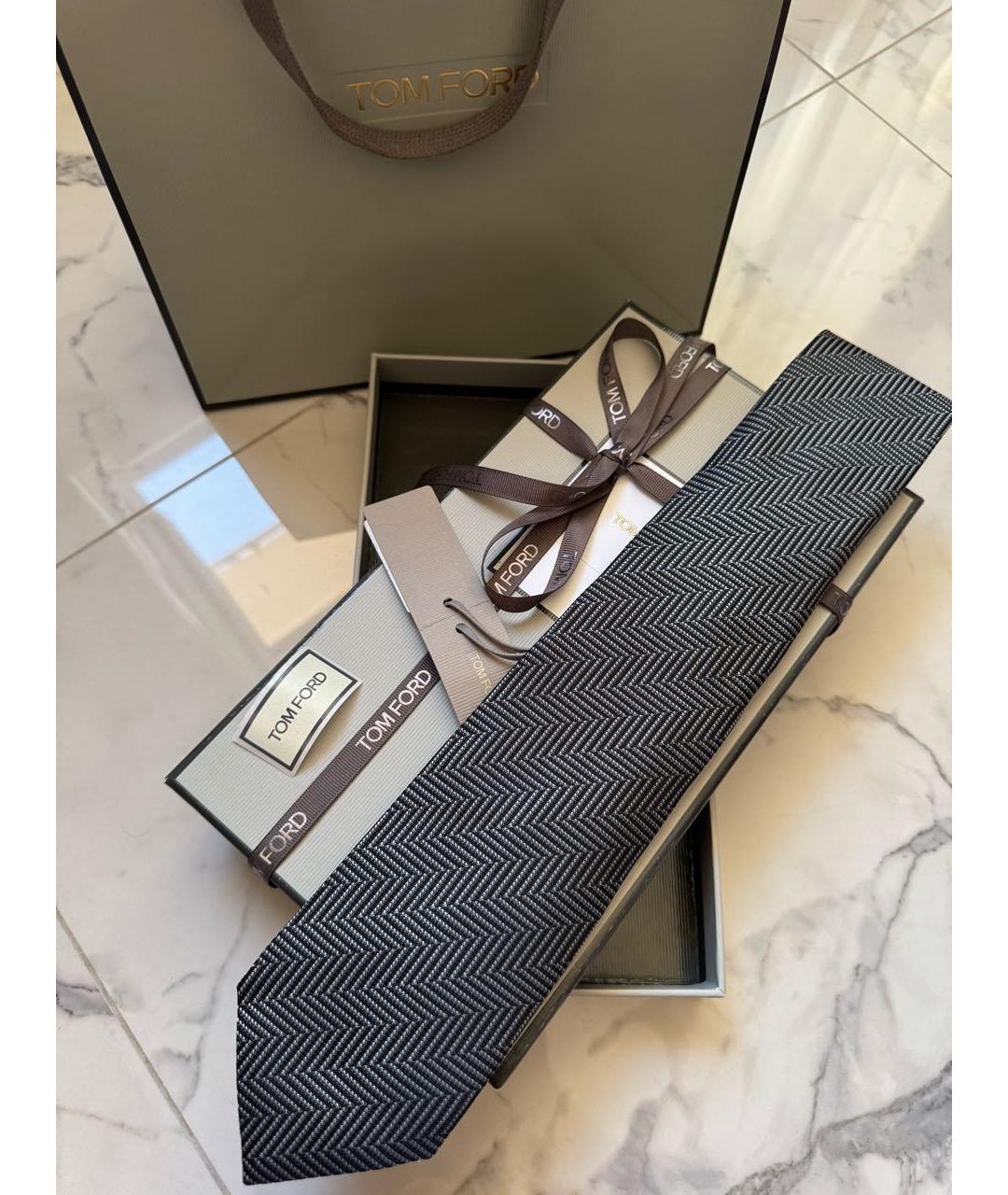 TOM FORD Серый шелковый галстук, фото 8