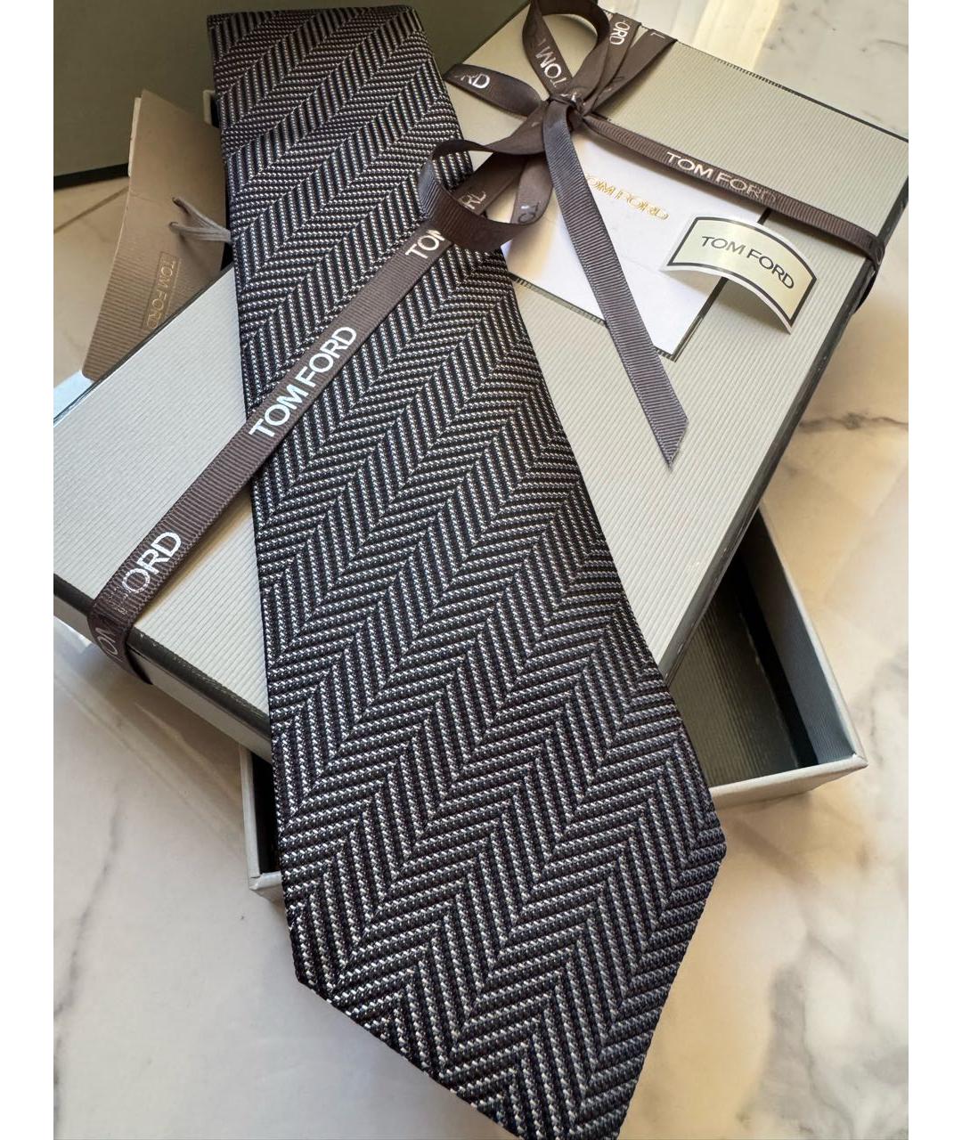 TOM FORD Серый шелковый галстук, фото 4