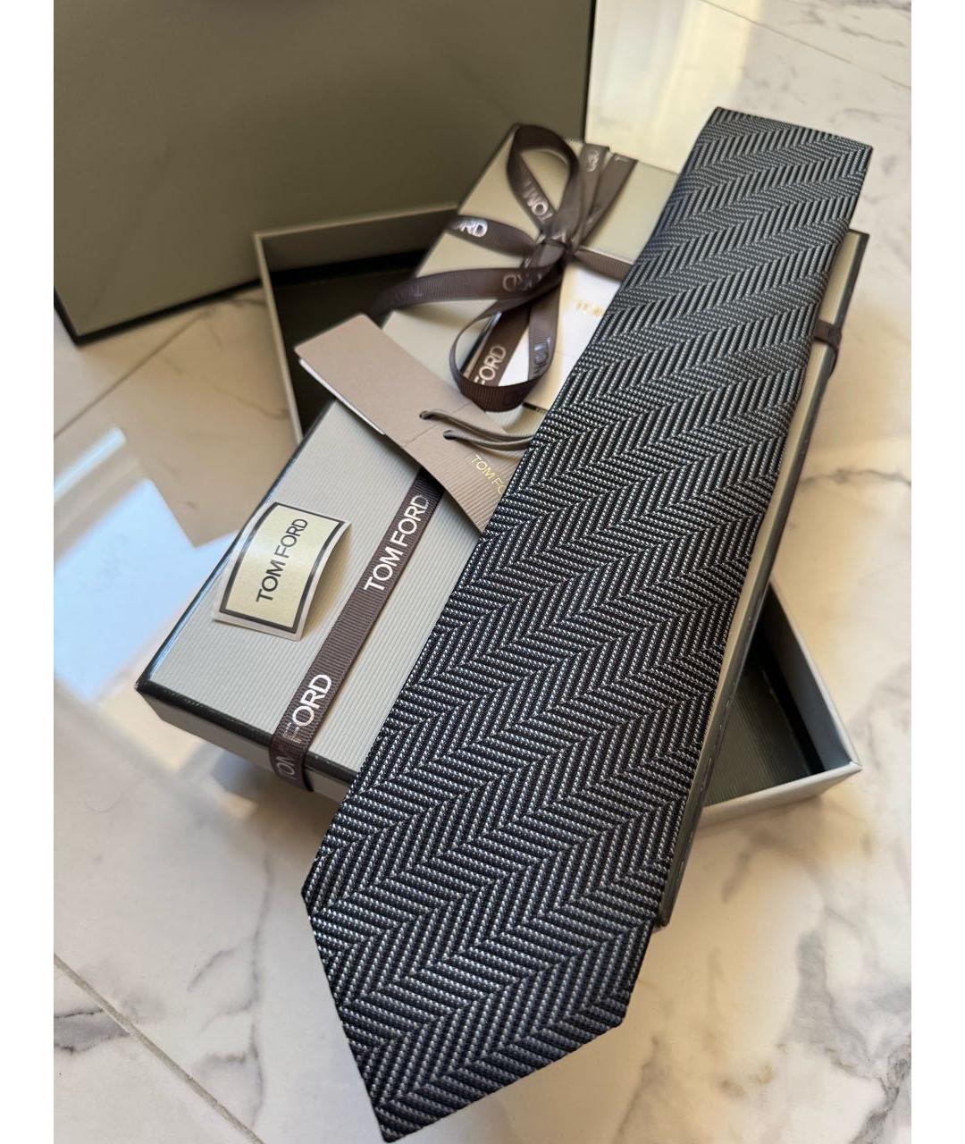 TOM FORD Серый шелковый галстук, фото 7