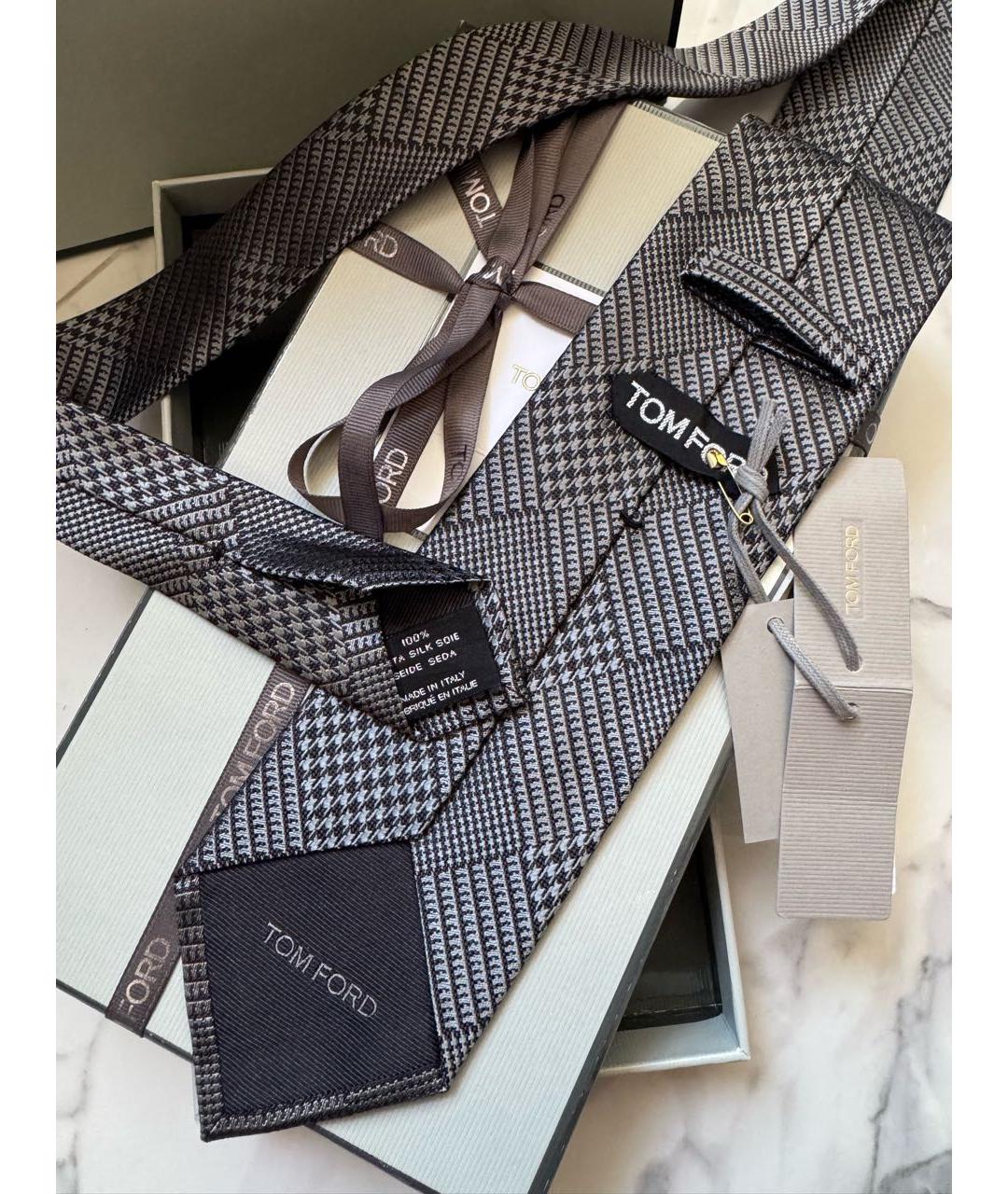 TOM FORD Серый шелковый галстук, фото 5