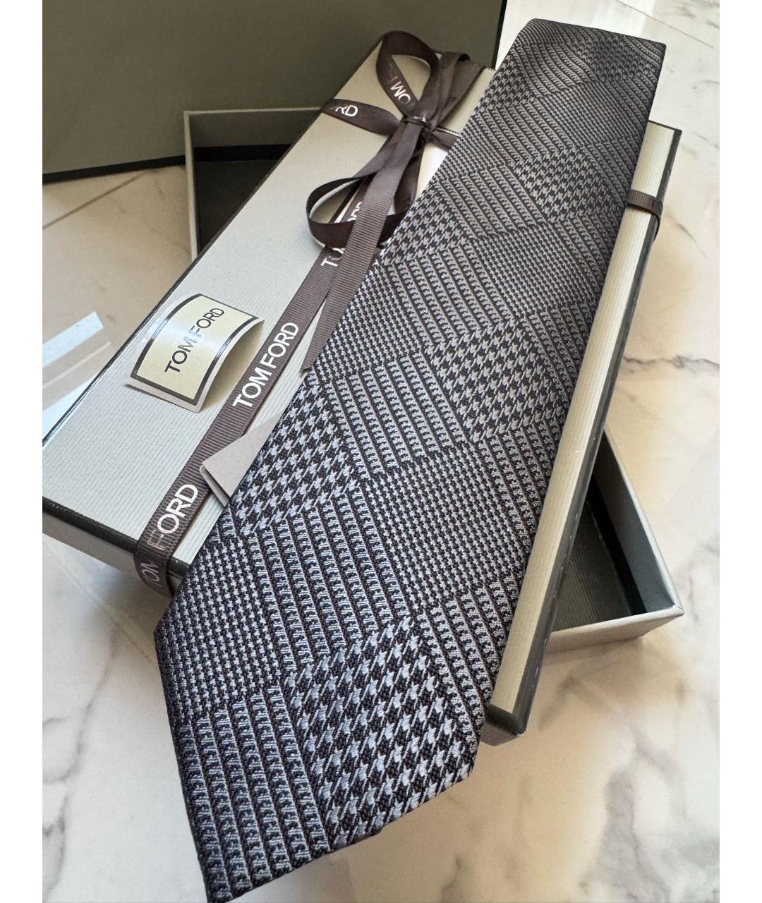 TOM FORD Серый шелковый галстук, фото 7