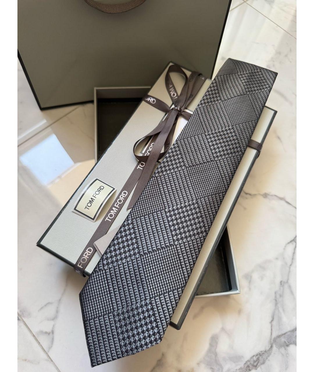 TOM FORD Серый шелковый галстук, фото 6