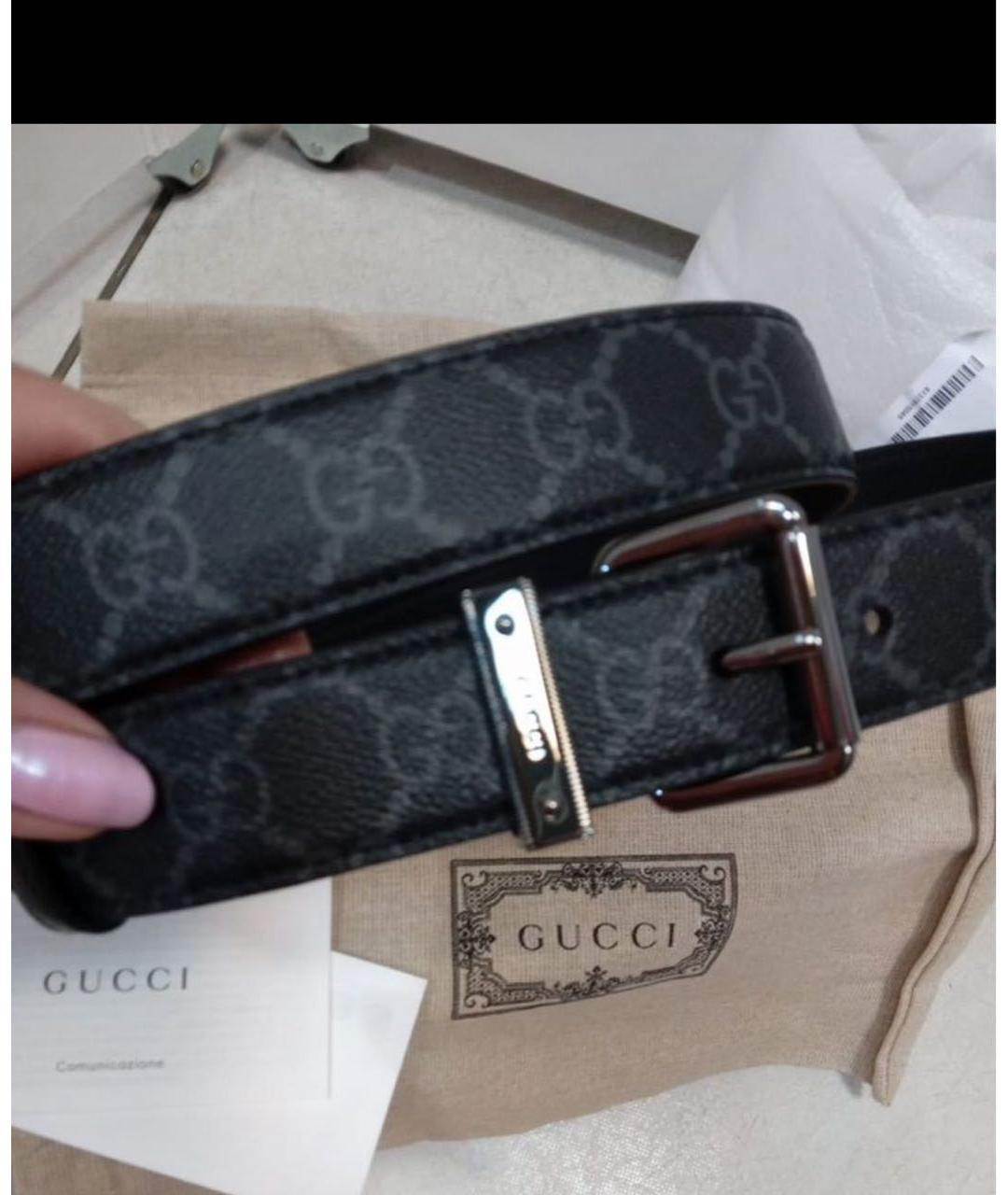 GUCCI Черный кожаный ремень, фото 2