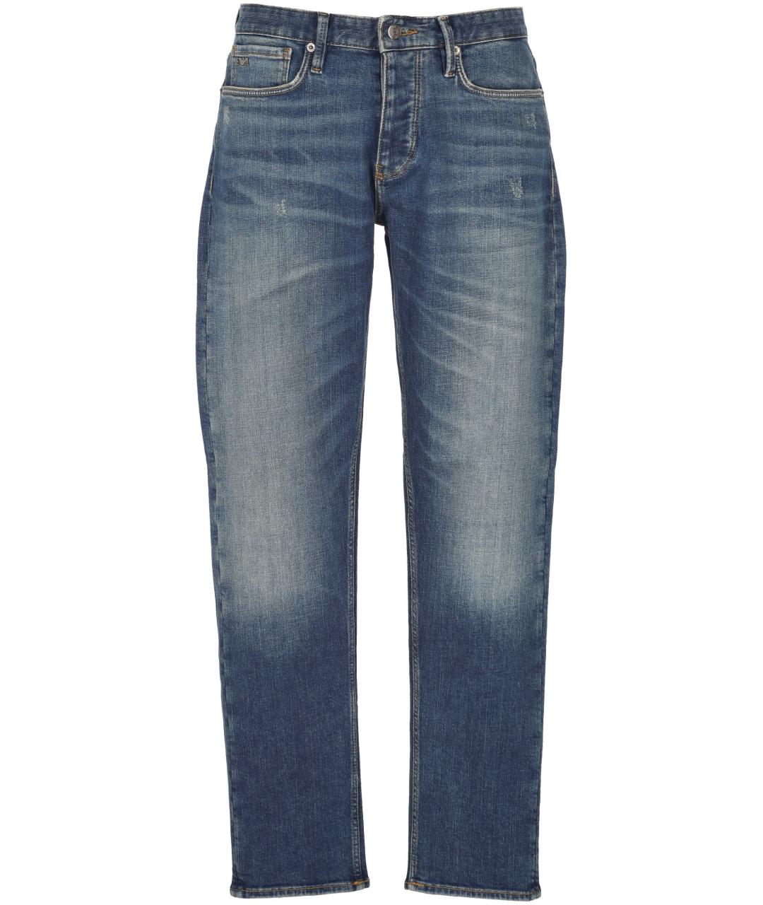 EMPORIO ARMANI Синие хлопковые прямые джинсы, фото 1