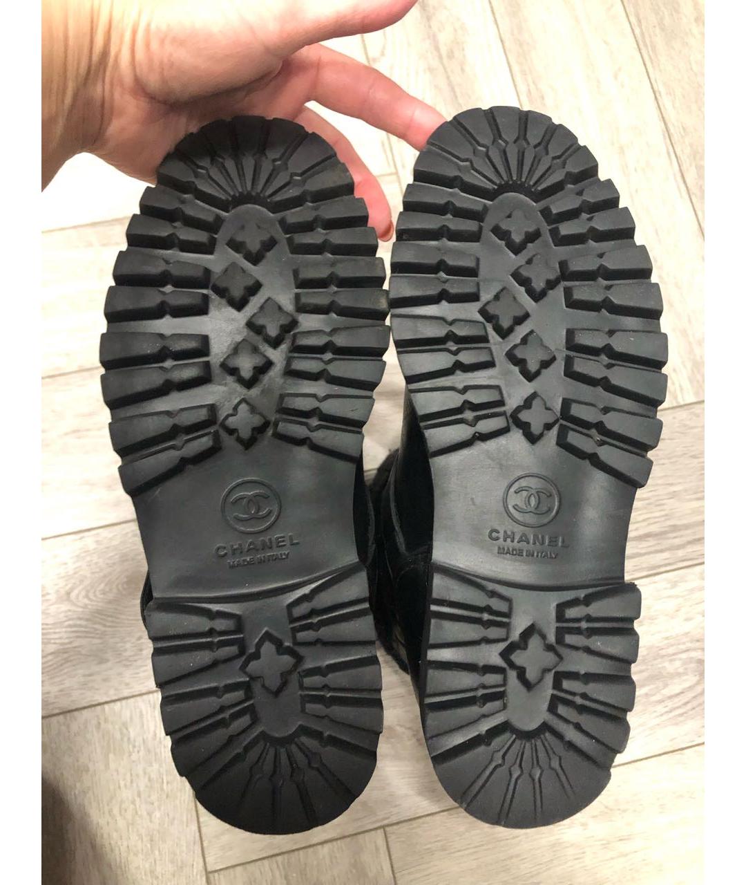 CHANEL Черные кожаные сапоги, фото 5
